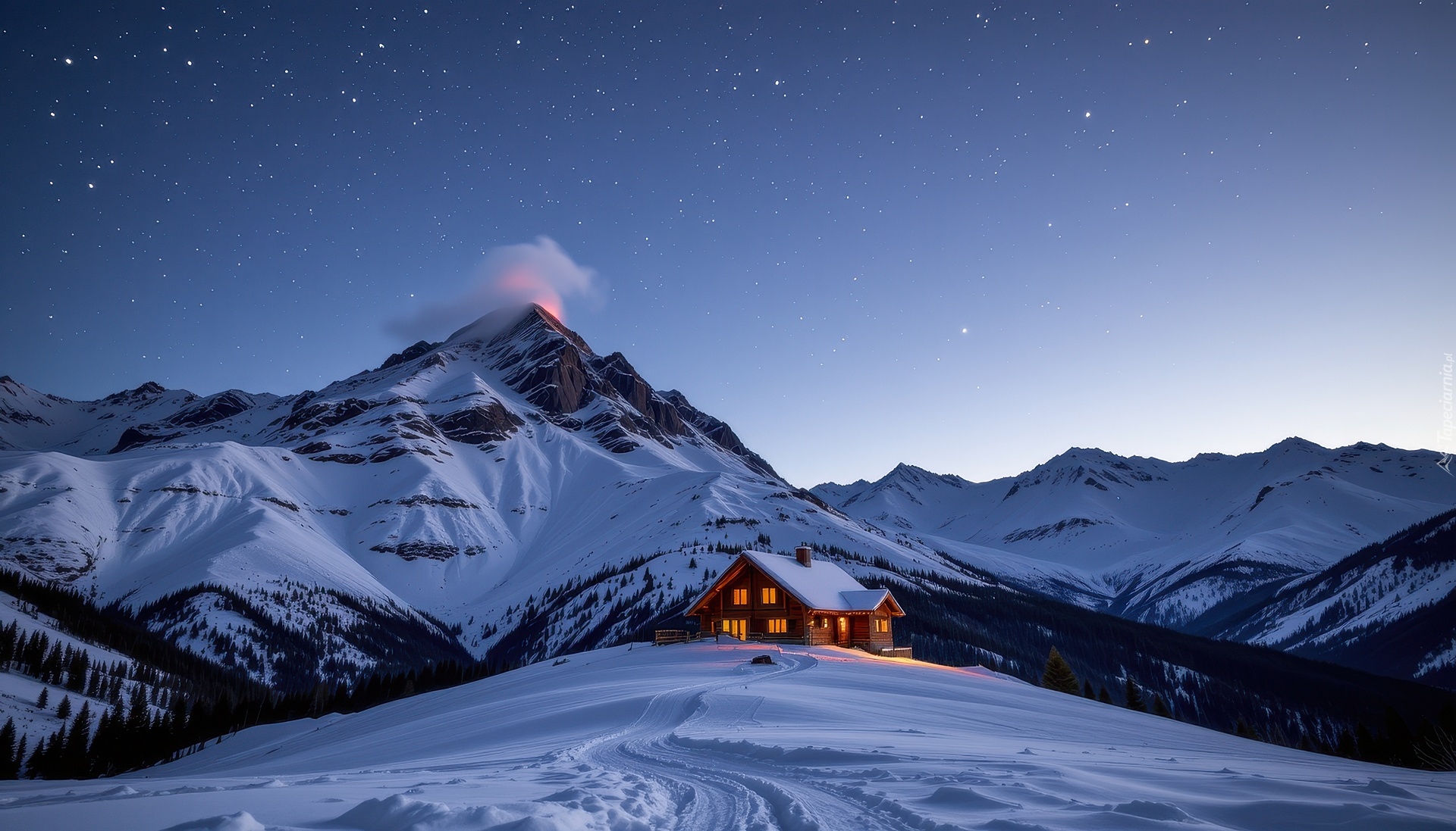 Schronisko, Dom, Zima, Góry, Grafika AI