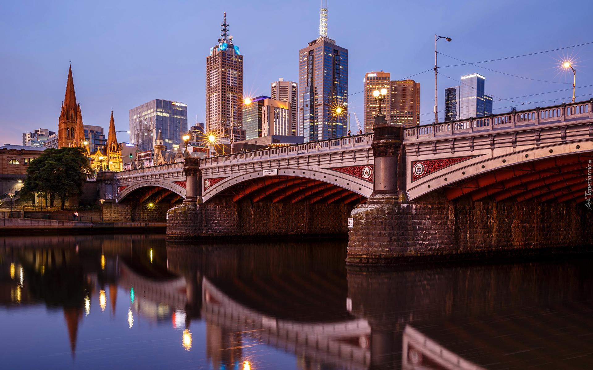 Australia, Melbourne, Most, Princes Bridge, Rzeka Yarra, Domy, Wieżowce