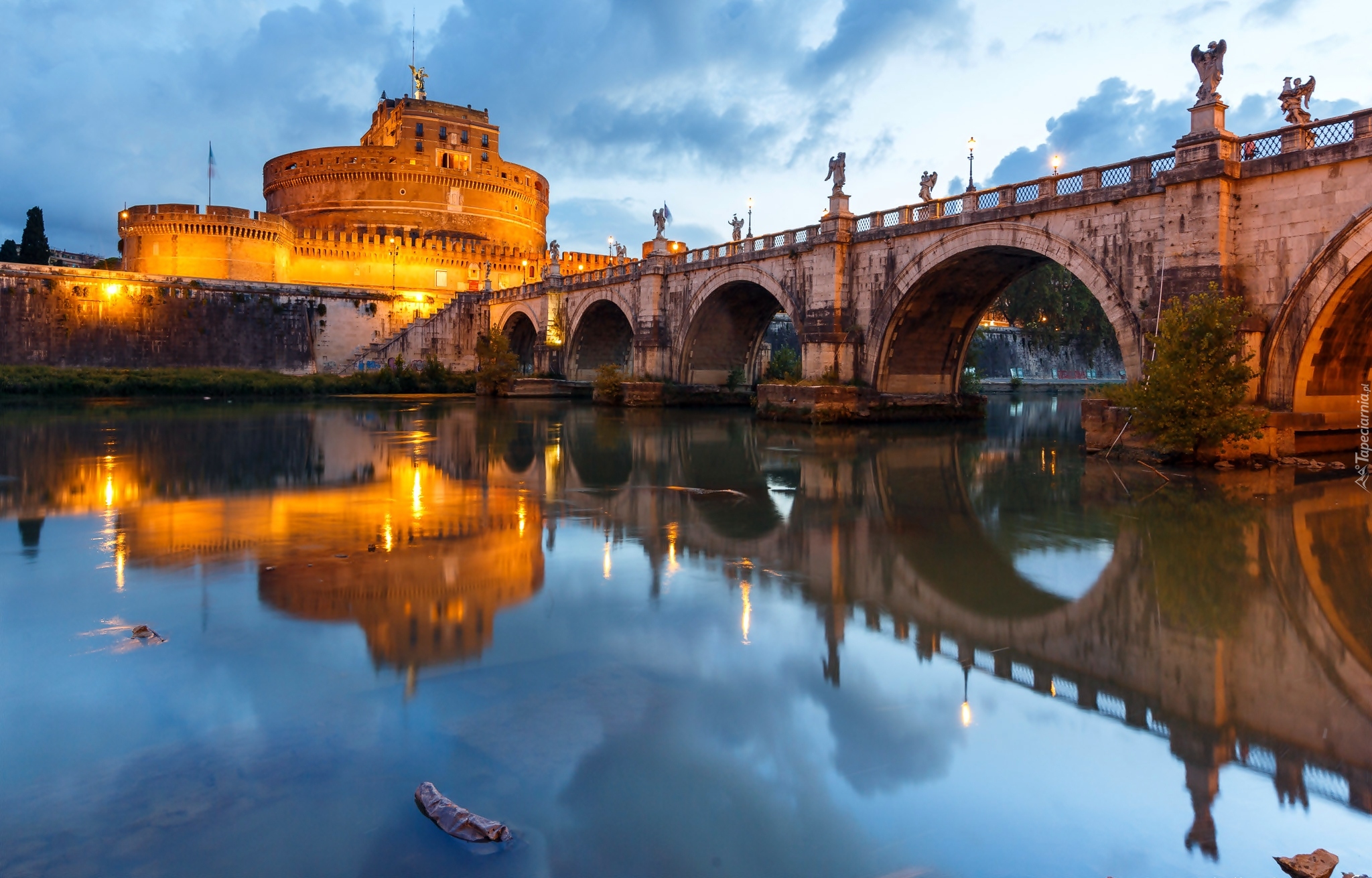 Włochy, Rzym, Most, Zamek Świętego Anioła, Rzeka Tyber