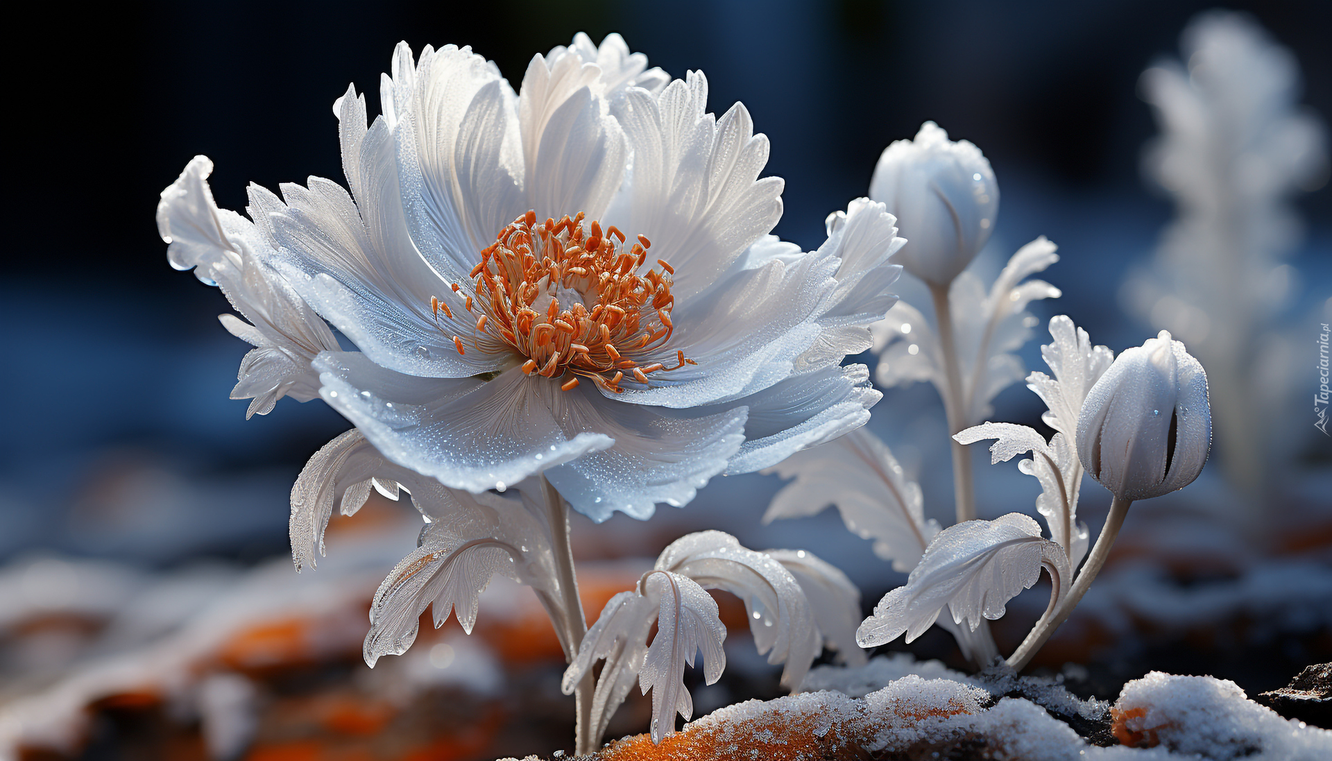 Oszroniony, Biały, Kwiat, Śnieg, Grafika
