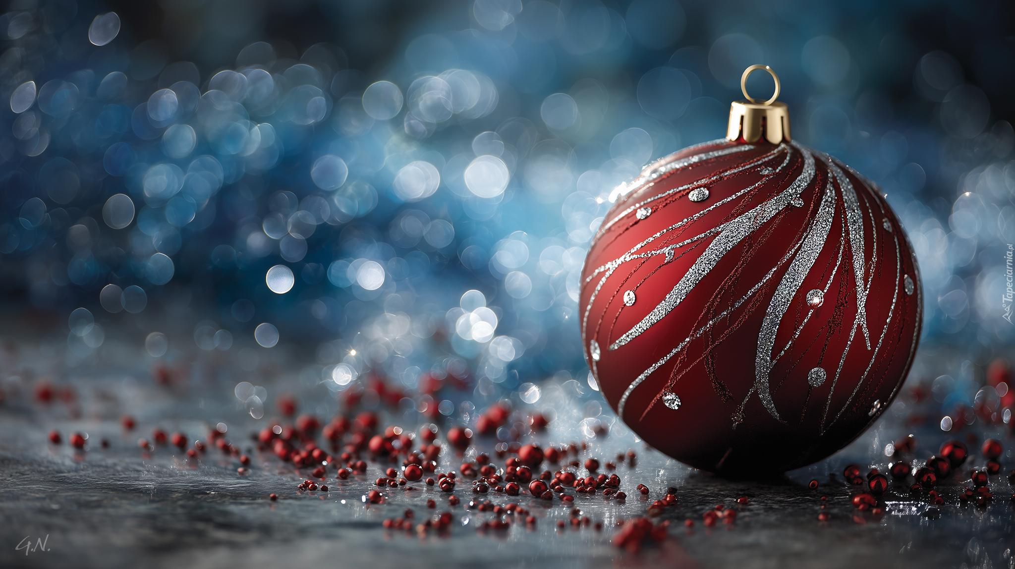 Czerwona, Bombka, Boże Narodzenie, Grafika AI