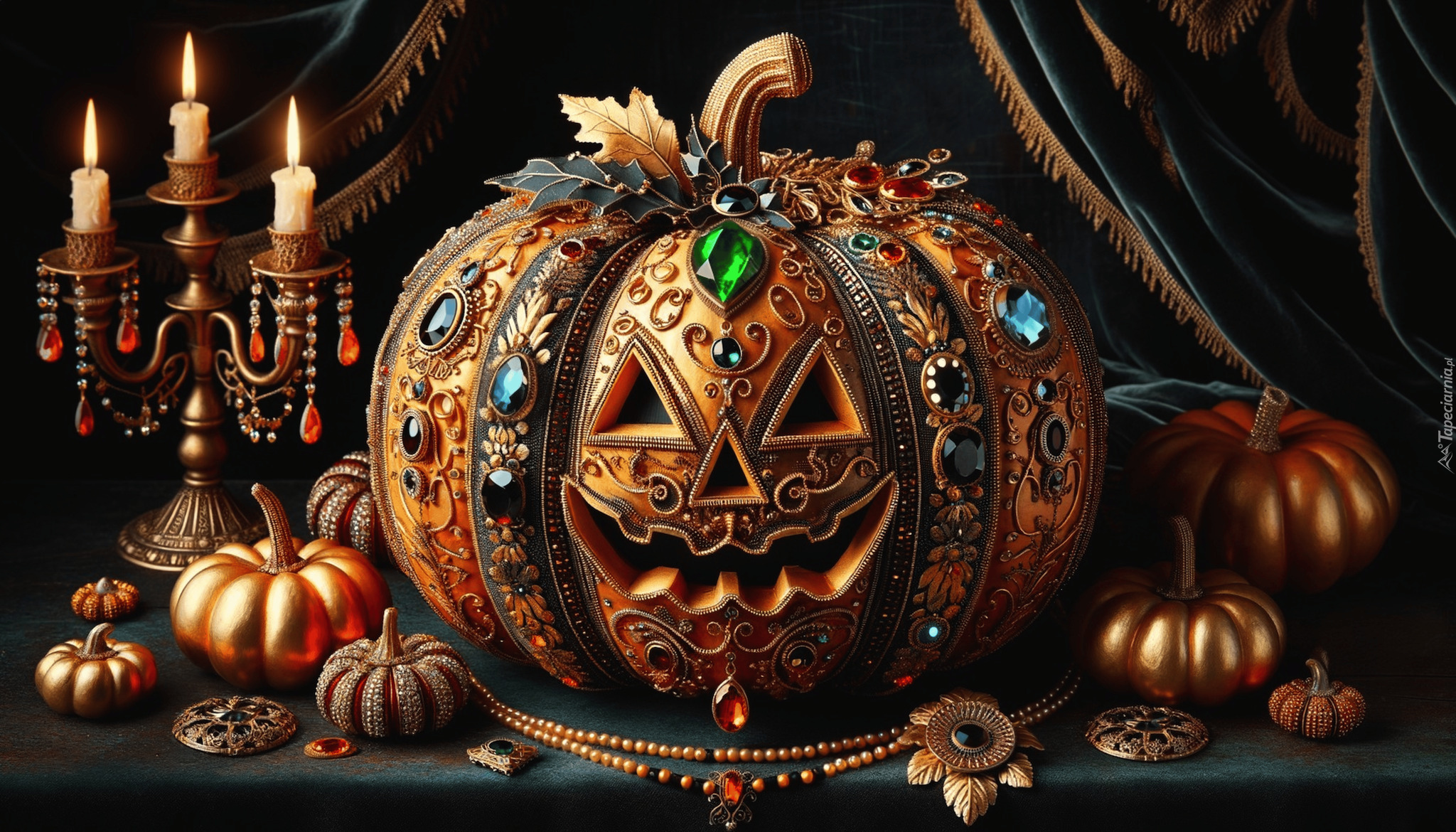 Dynia, Ozdobna, Biżuteria, Świecznik, Grafika