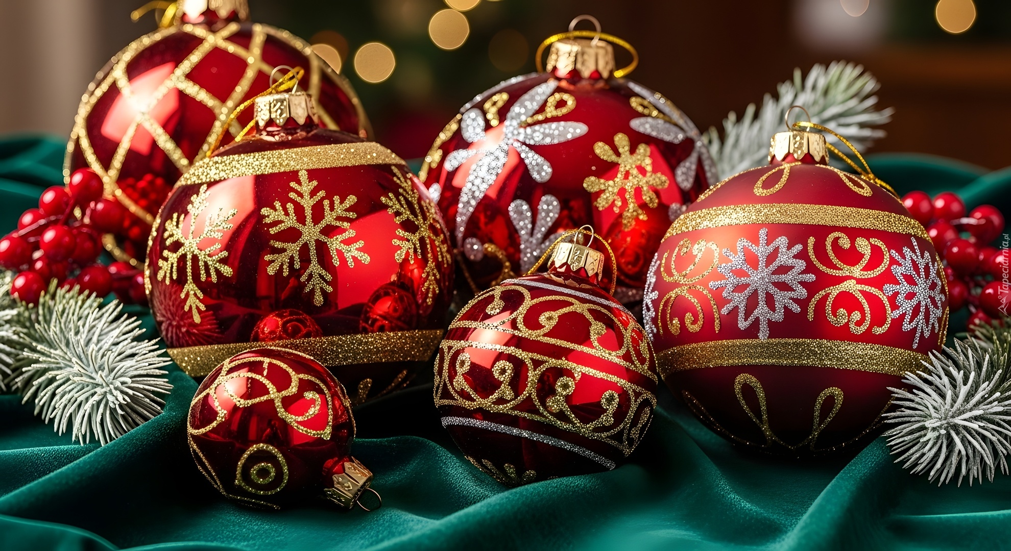Boże Narodzenie, Bombki, Tkanina, Grafika AI
