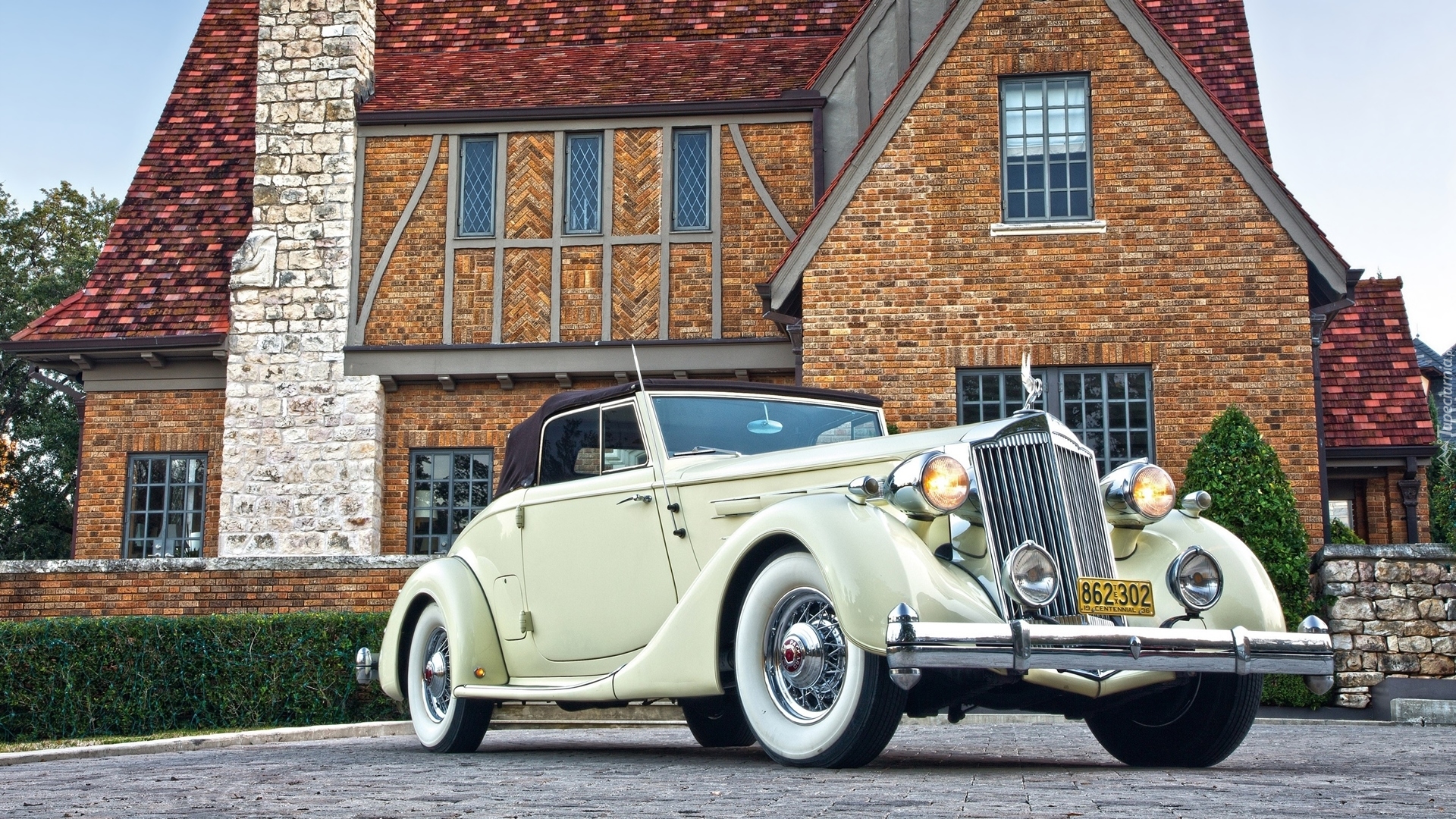 Zabytkowy, Packard Twelve Coupe Roadster, 1936, Dom