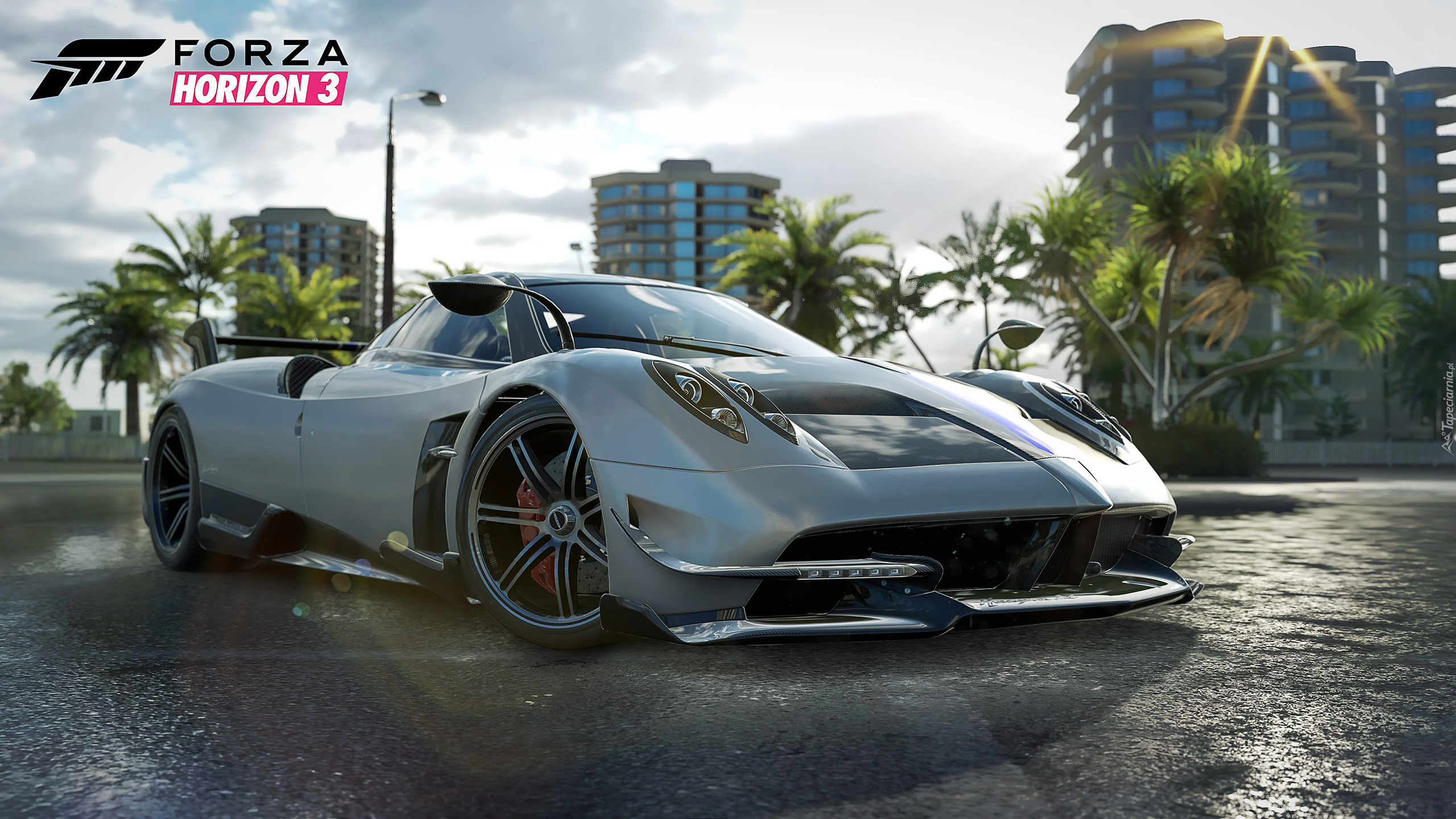 Gra, Forza Horizon 3, Pagani Huayra BC, Ulica, Palmy, Wieżowce