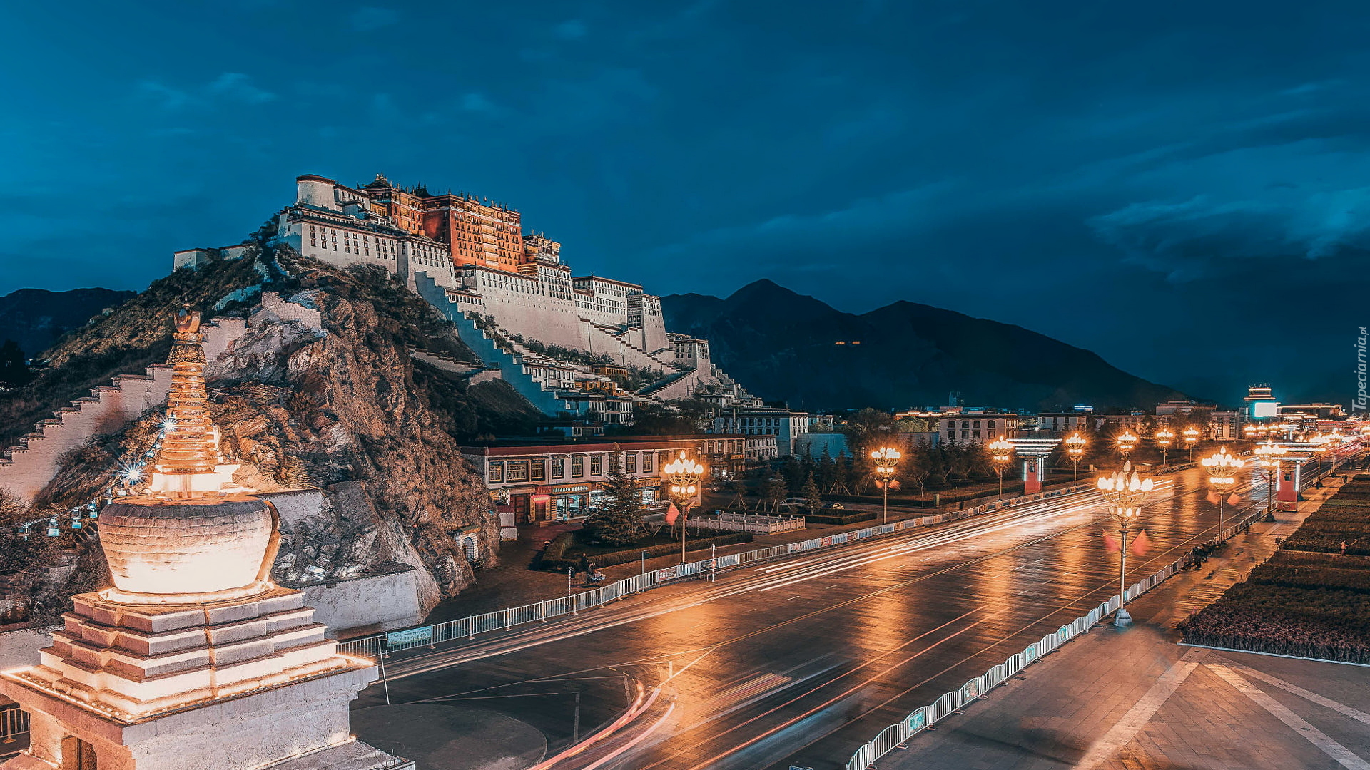 Wzgórze, Pałac Potala, Ulica, Lhasa, Tybet, Chiny