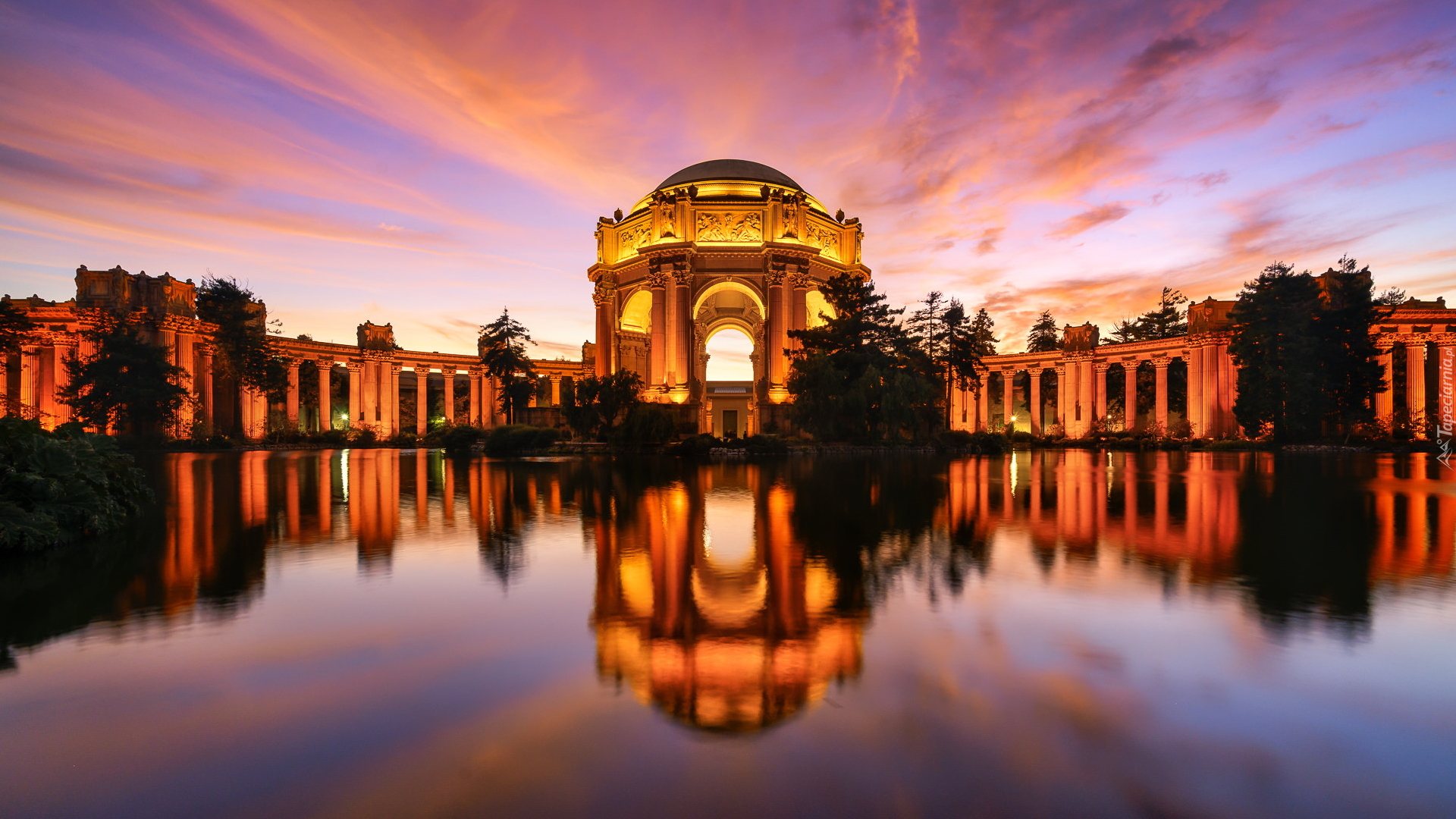 Zabytek, Pałac Sztuk Pięknych, Palace of Fine Arts, Jezioro, San Francisco, Kalifornia, Stany Zjednoczone