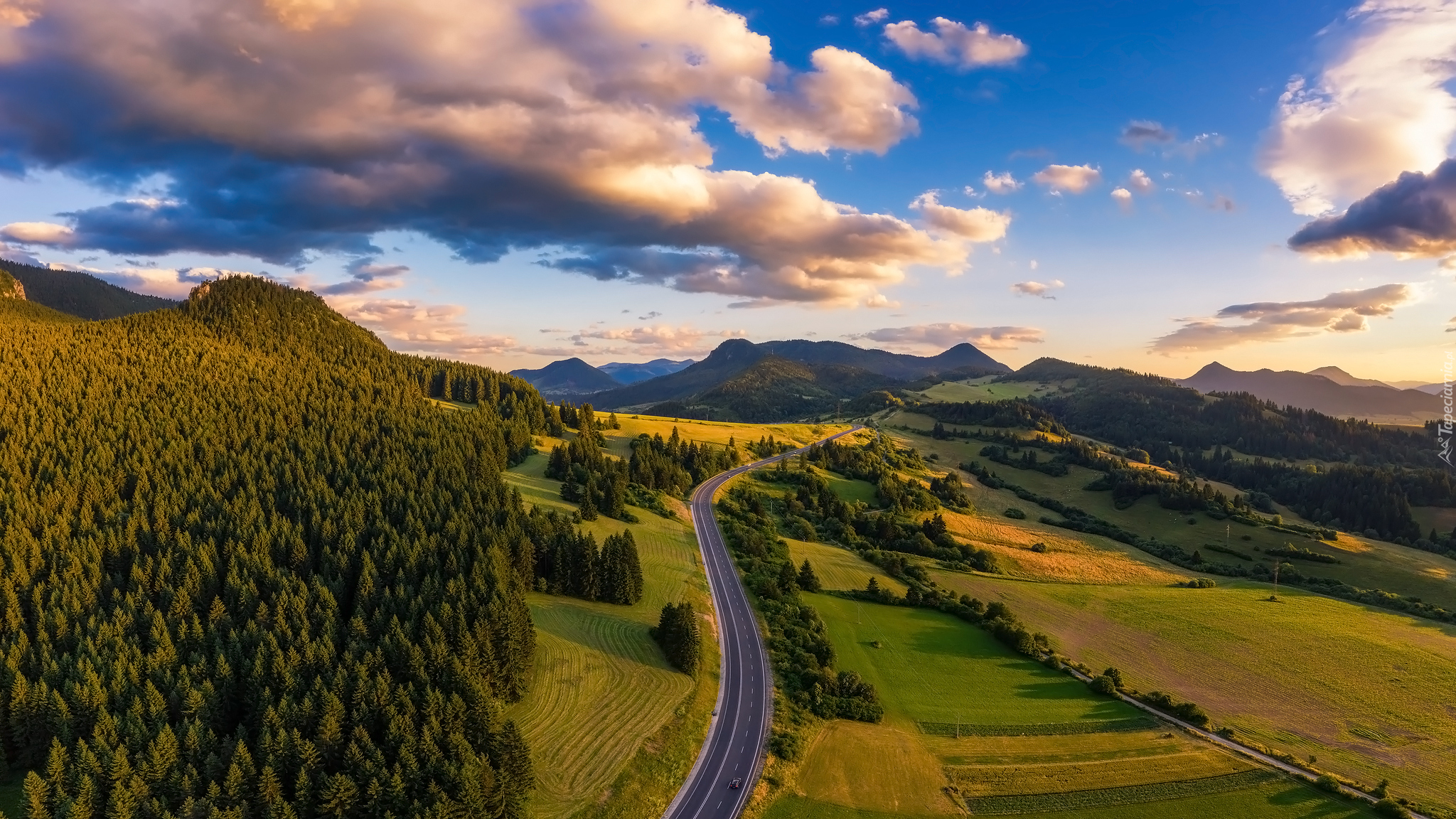 Góry, Drzewa, Droga, Liptov, Słowacja