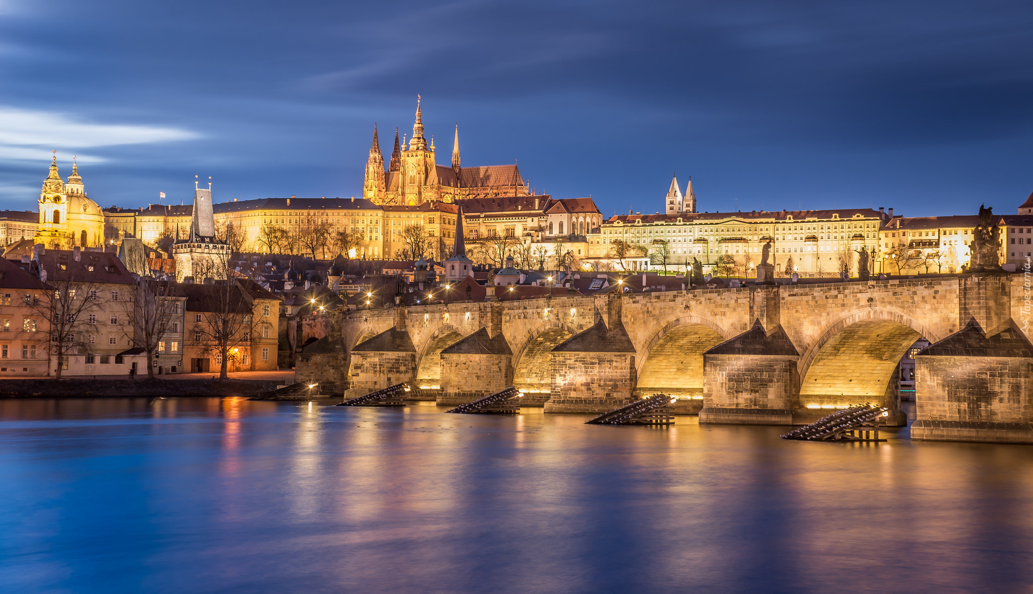 Czechy, Praga, Most Karola, Zamek na Hradczanach, Rzeka