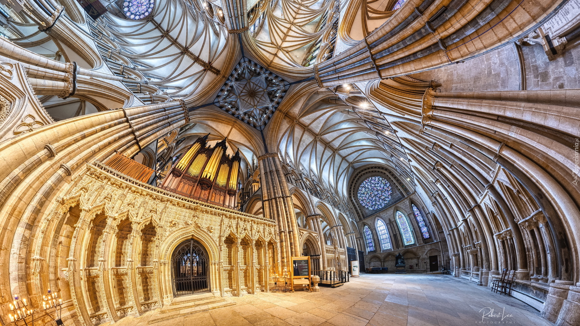 Panorama sferyczna, Wnętrze, Kościół Błogosławionej Dziewicy Marii, Katedra, Lincoln, Anglia