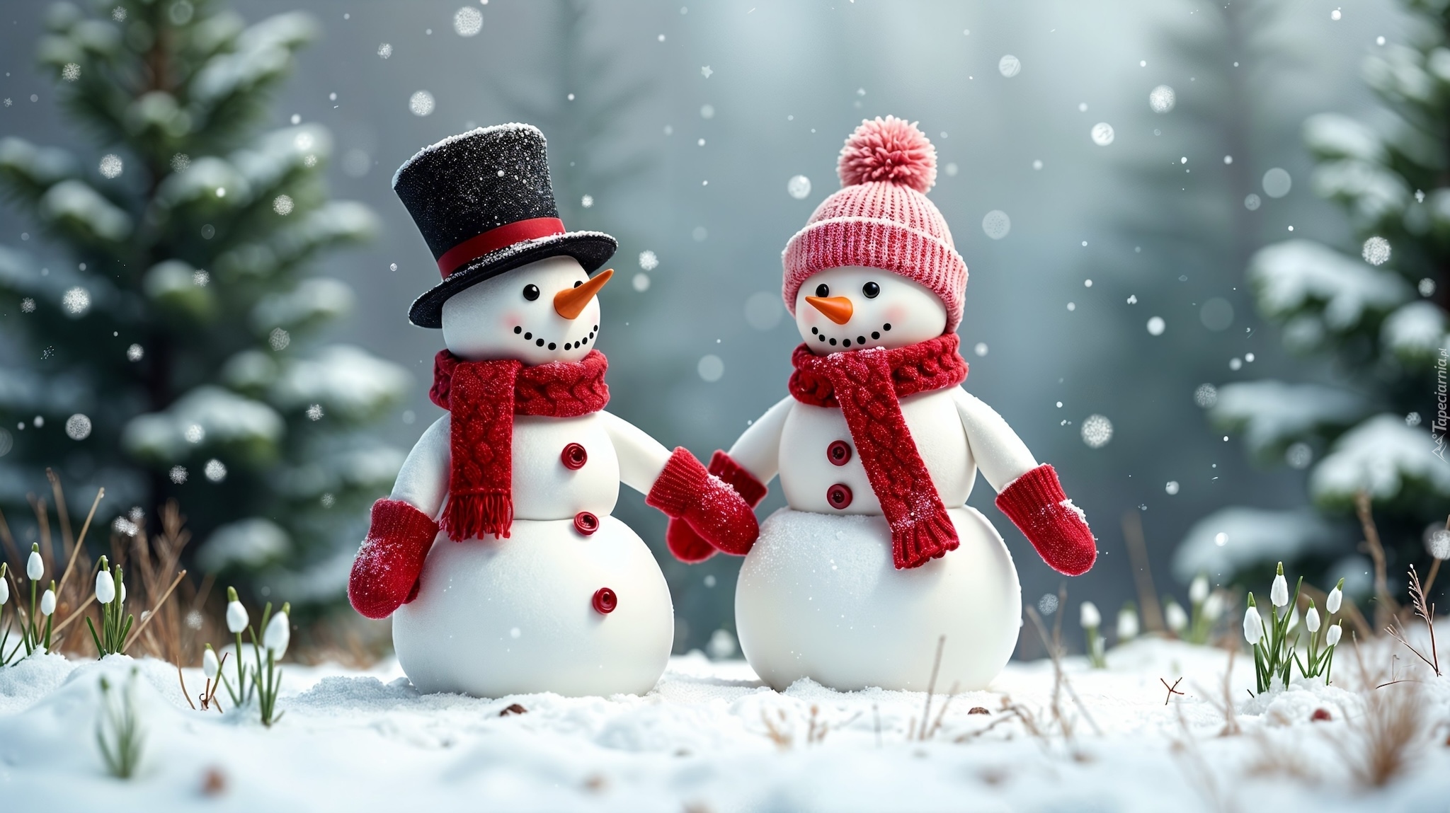 Zima, Bałwanki, Czapki, Szaliki, Grafika