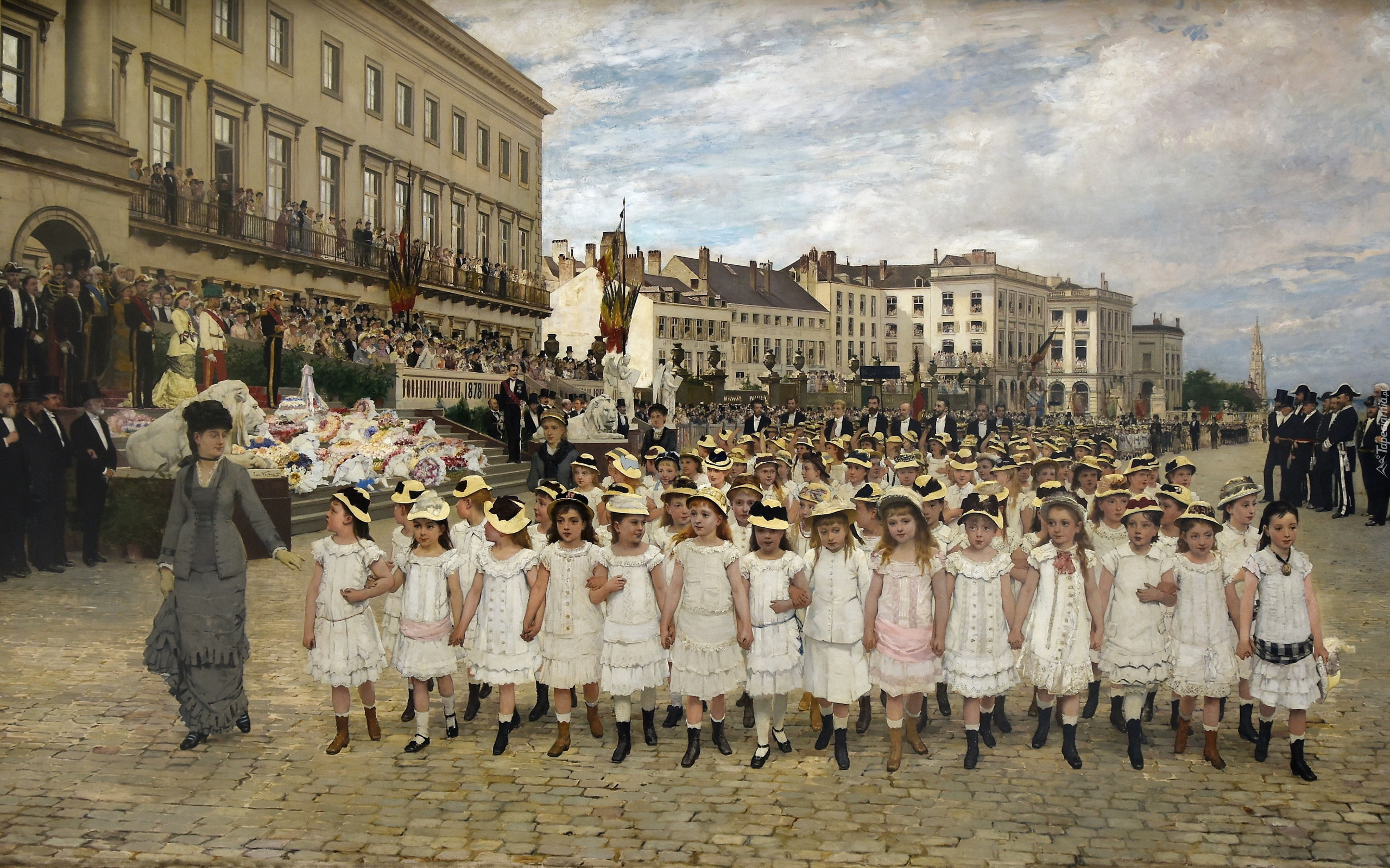Malarstwo, Obraz, Jan Verhas, Dzieci, Parada