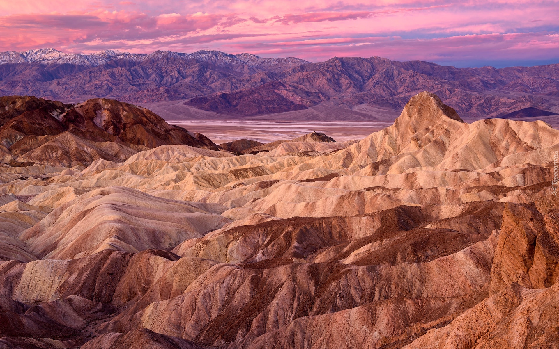 Góry, Panamint Range, Skały, Zabriskie Point, Park Narodowy Death Valley, Dolina Śmierci, Kalifornia, Stany Zjednoczone