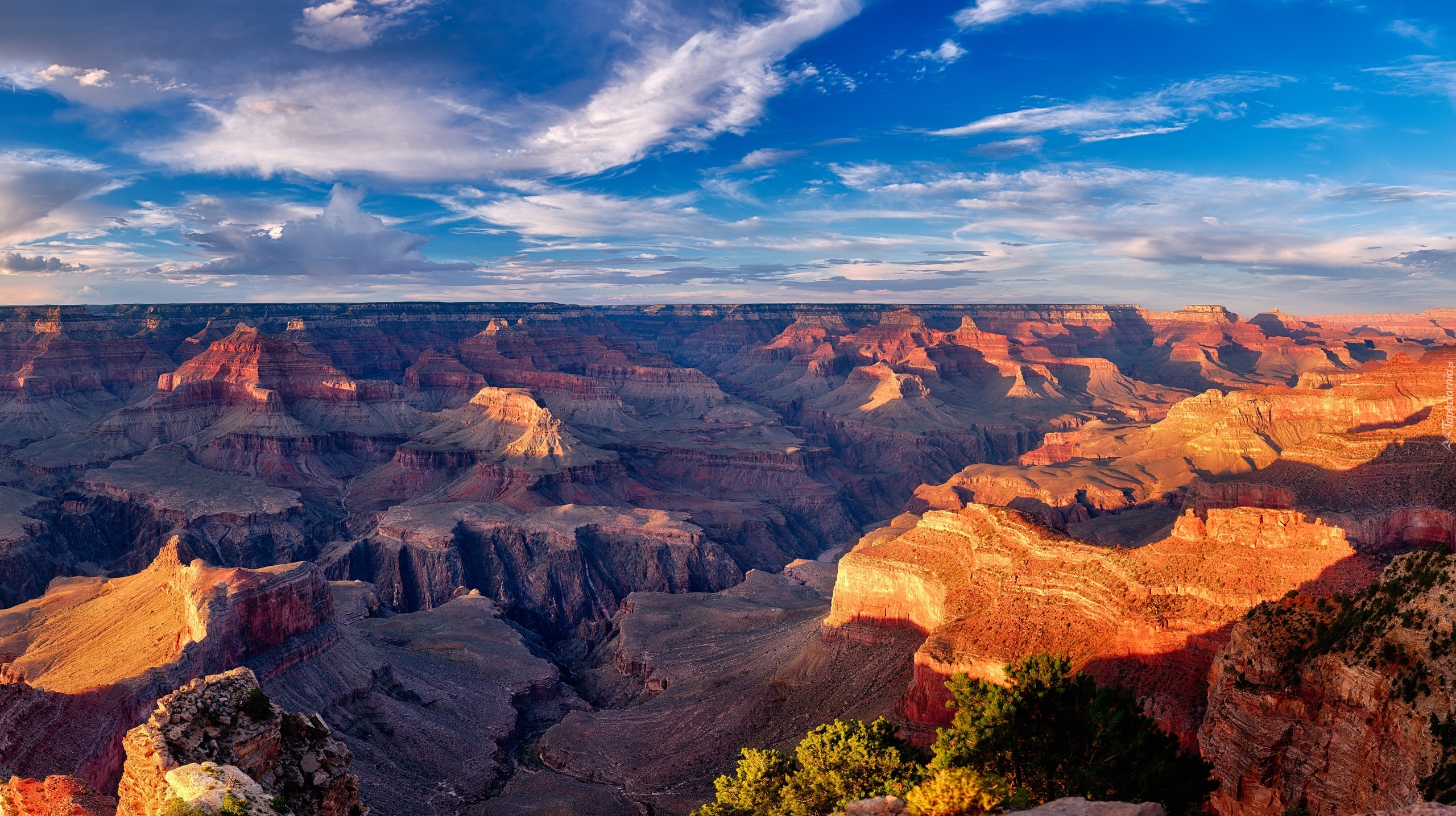 Stany Zjednoczone, Arizona, Park Narodowy Wielkiego Kanionu, Kanion, Niebo, Chmury