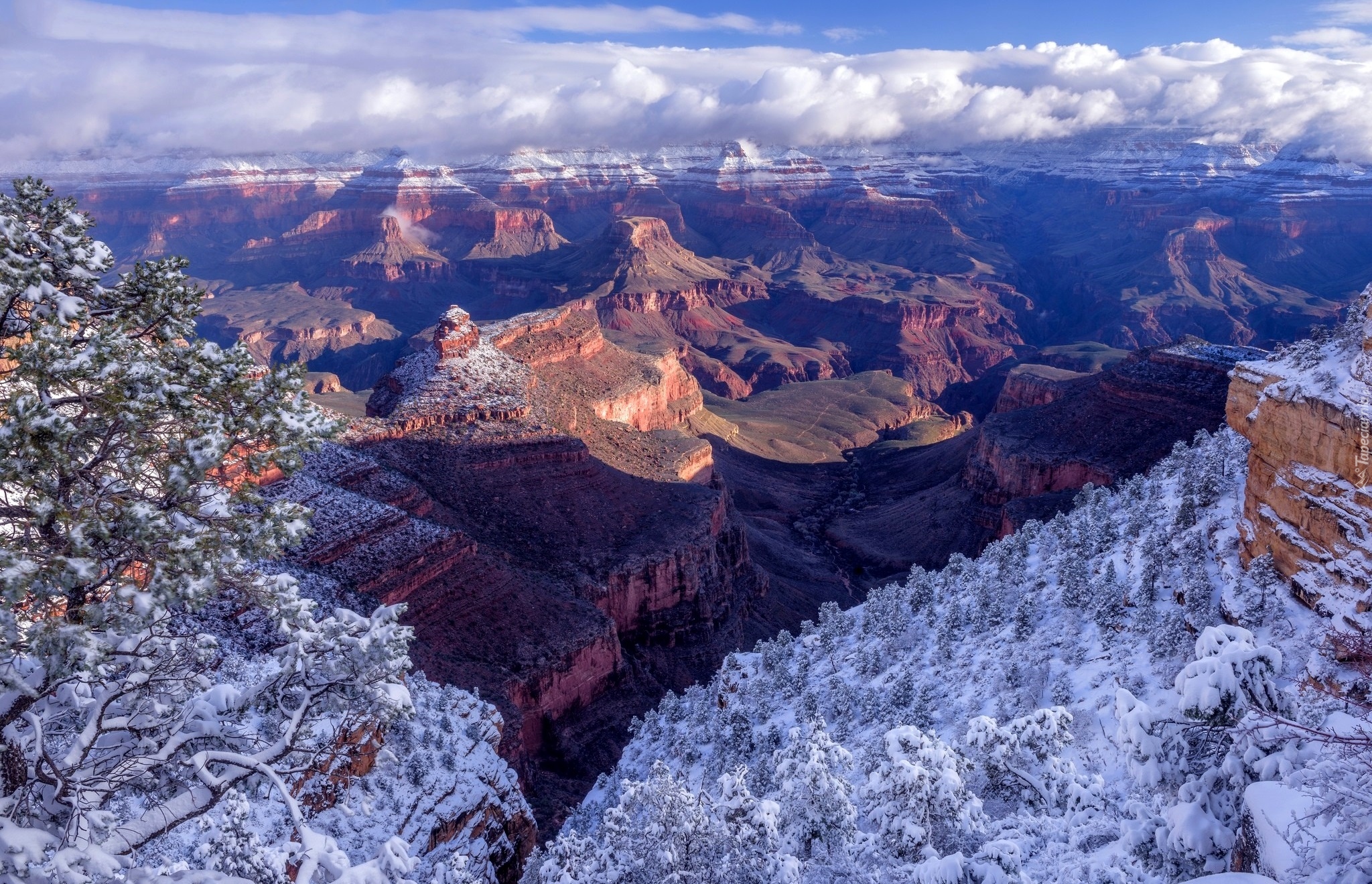 Stany Zjednoczone, Stan Arizona, Park Narodowy Wielkiego Kanionu,  Kanion, Śnieg