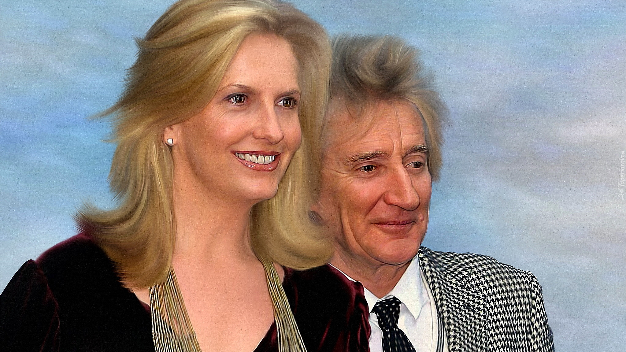 Piosenkarz, Rod Stewart, Modelka, Penny Lancaster, Grafika