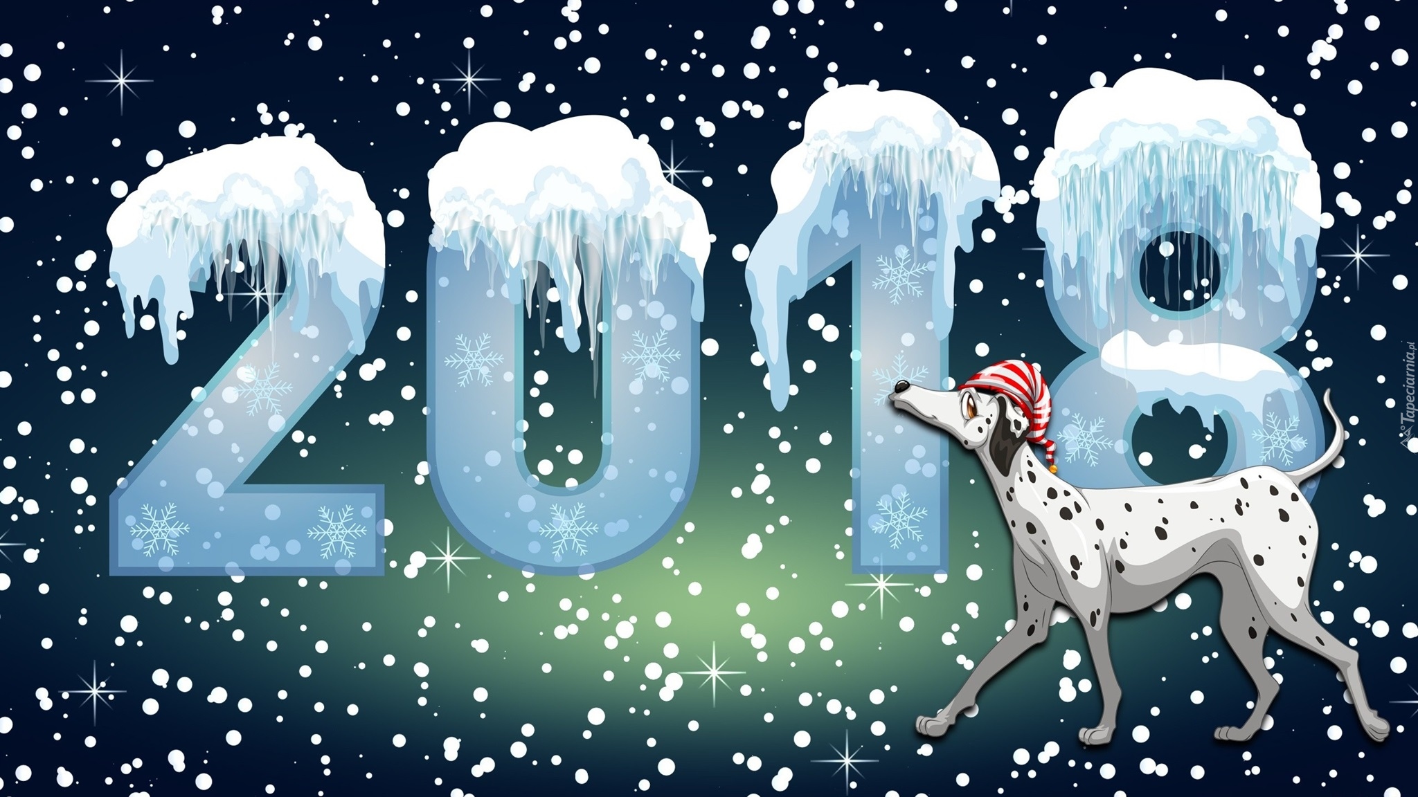 Nowy Rok, 2018, Pies, Dalmatyńczyk, 2D