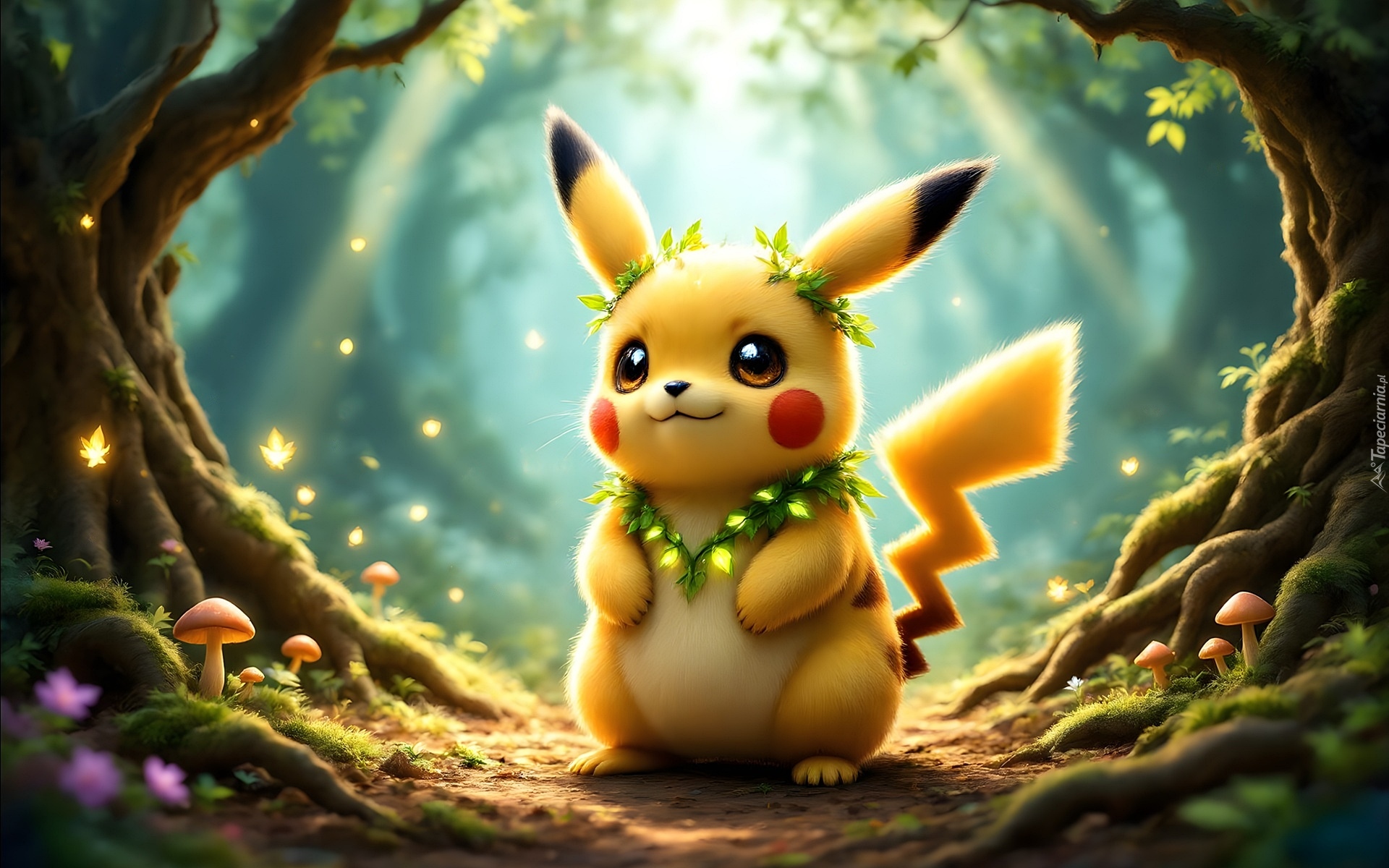 Pikachu, Pokemon, Las, Grafika AI
