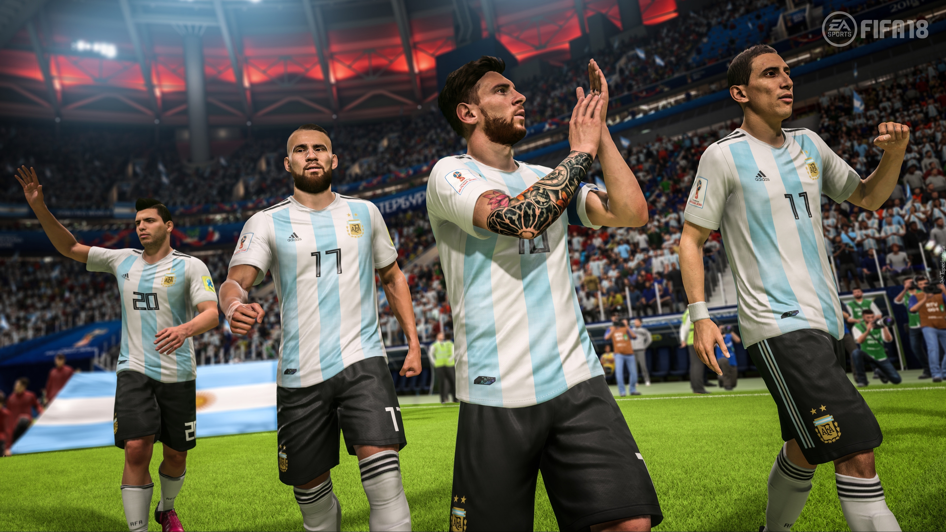 Piłkarze, Lionel Messi, Nicolas Otamendi, Angel Di Maria, Gra, Fifa 18