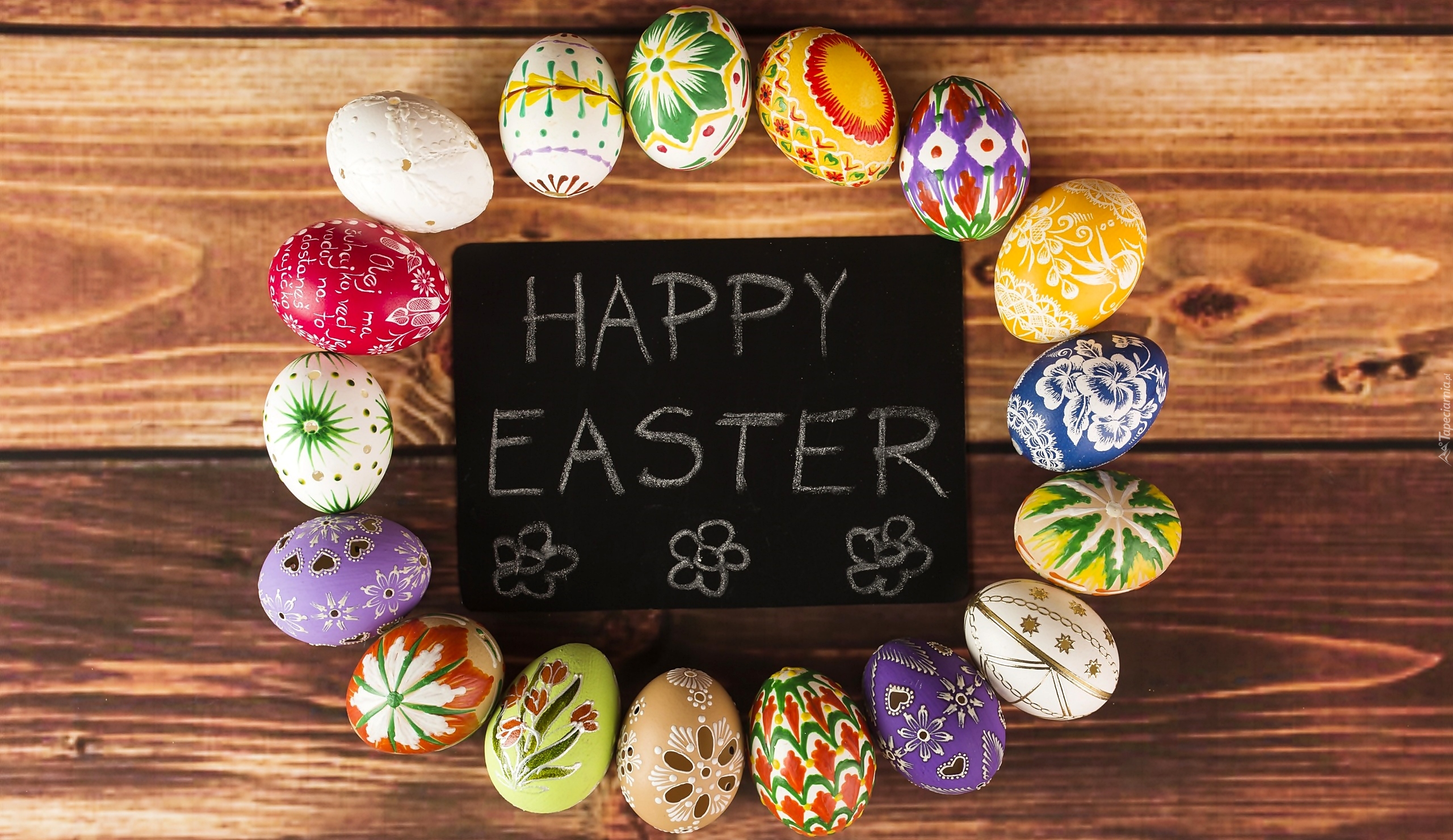 Wielkanoc, Pisanki, Kolorowe, Tabliczka, Napis, Happy Easter, Deski