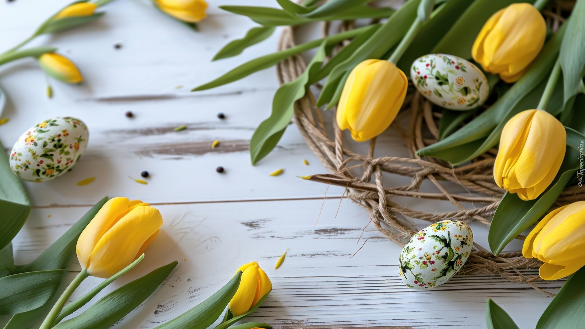 Żółte Tulipany, Pisanki, Drewno