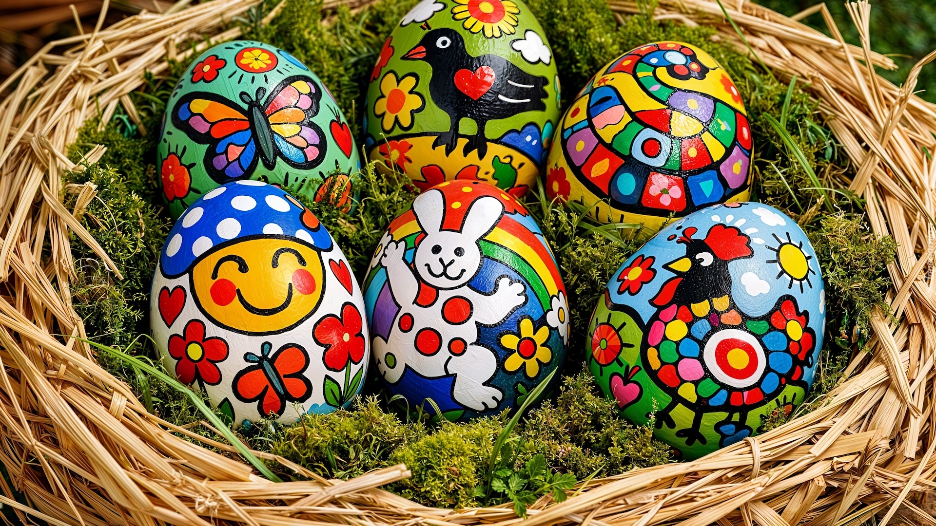 Wielkanoc, Pisanki, Udekorowane, Gniazdko