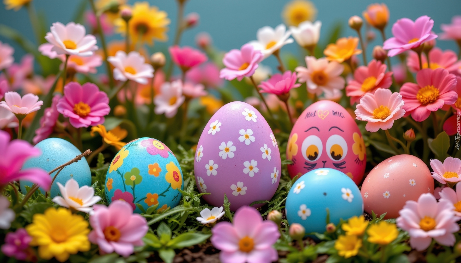 Wielkanoc, Pisanki, Kolorowe, Jajka, Kwiaty