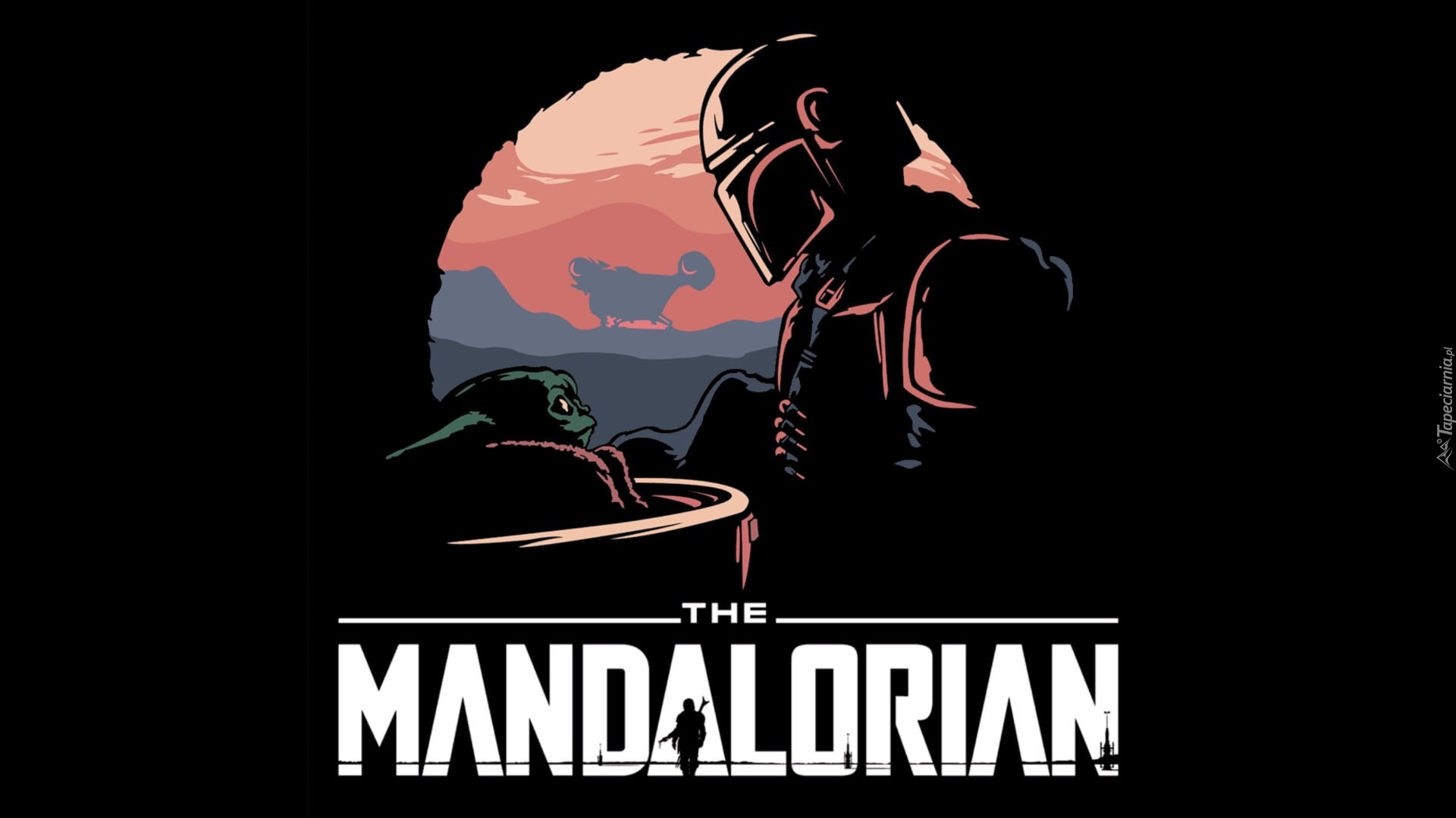 Plakat, Serial, The Mandalorian, Din Djarin, Grogu, Baby Yoda