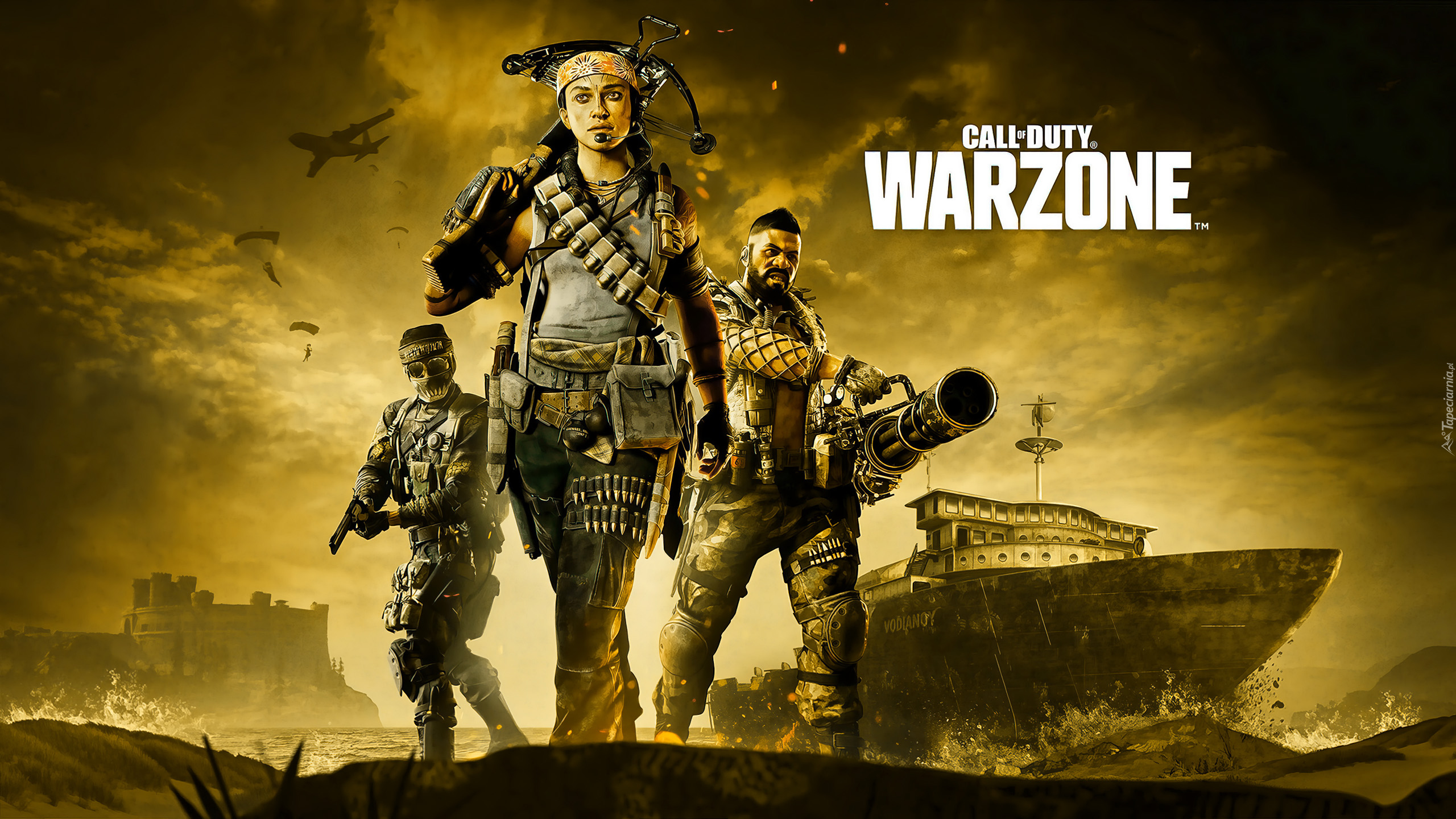 Gra, Call of Duty Warzone, Kobieta, Mężczyźni, Broń, Statek