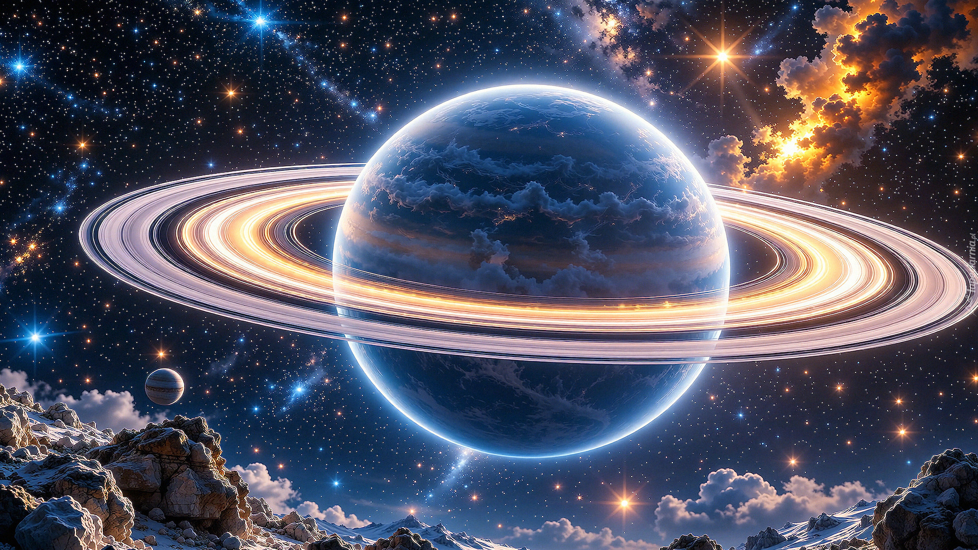 Kosmos, Planeta, Pierścienie planetarne, Chmury, Grafika