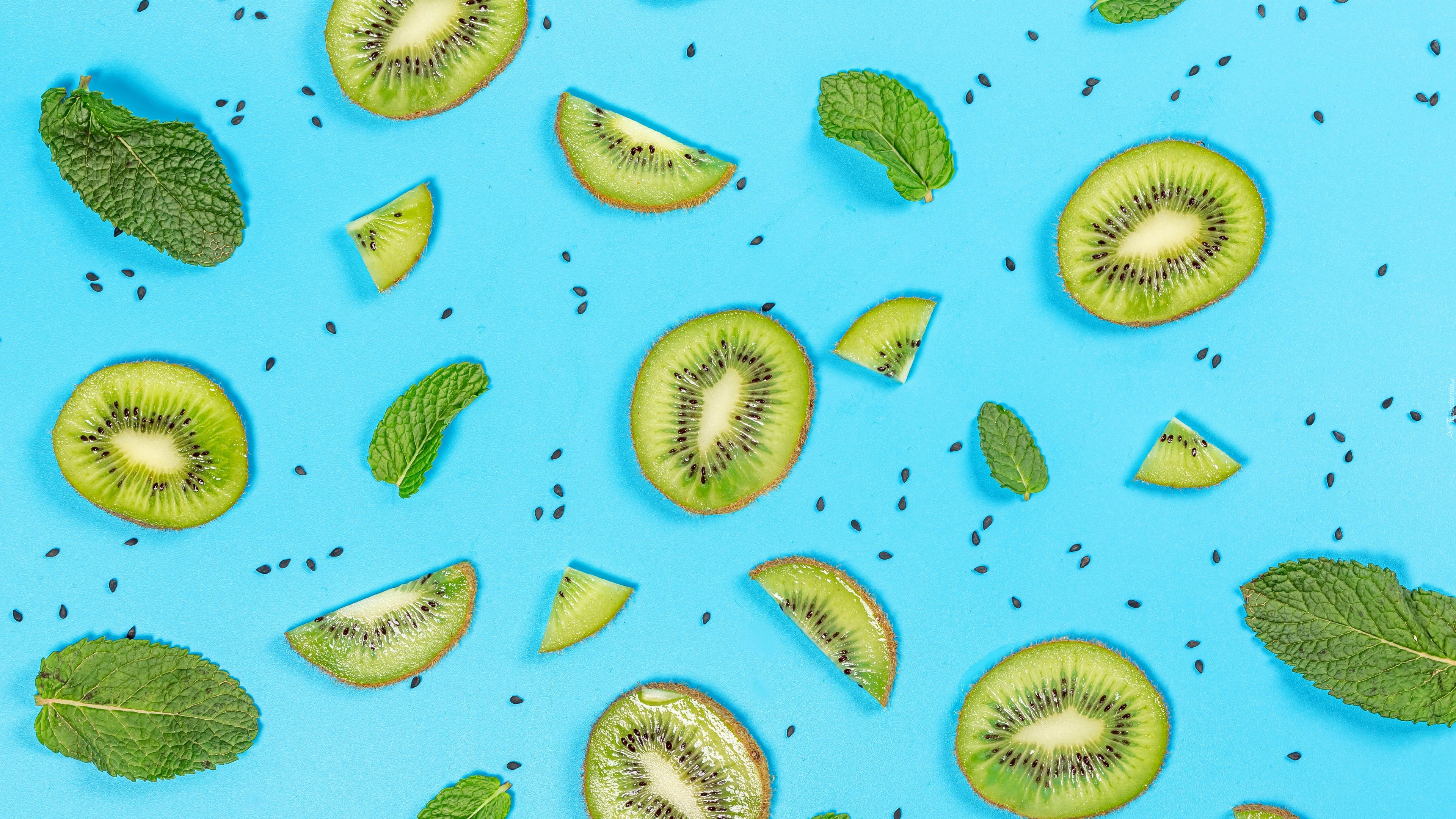 Kiwi, Plasterki, Mięta, Ziarenka