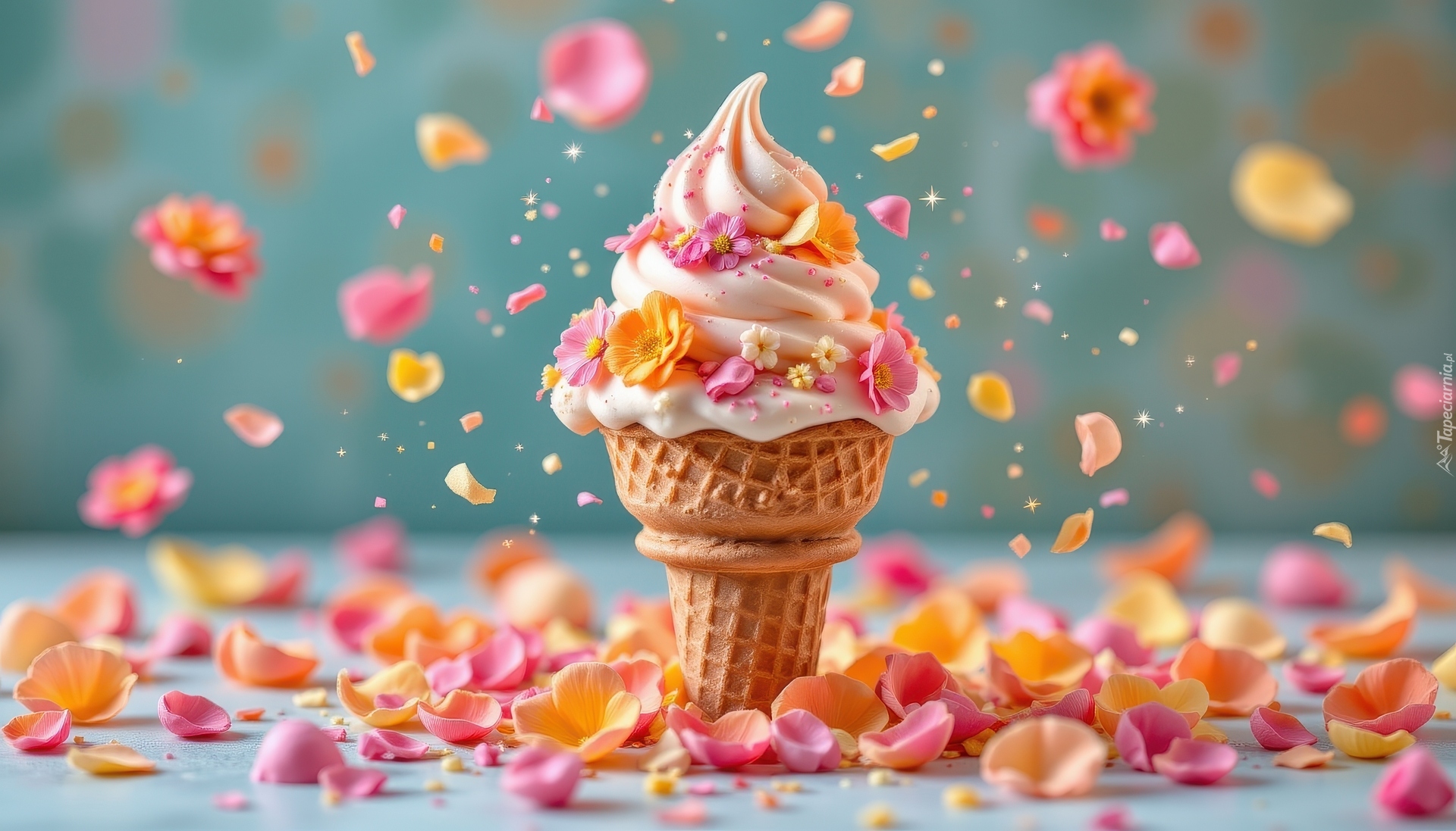 Lód, Wafelek, Płatki, Kwiaty