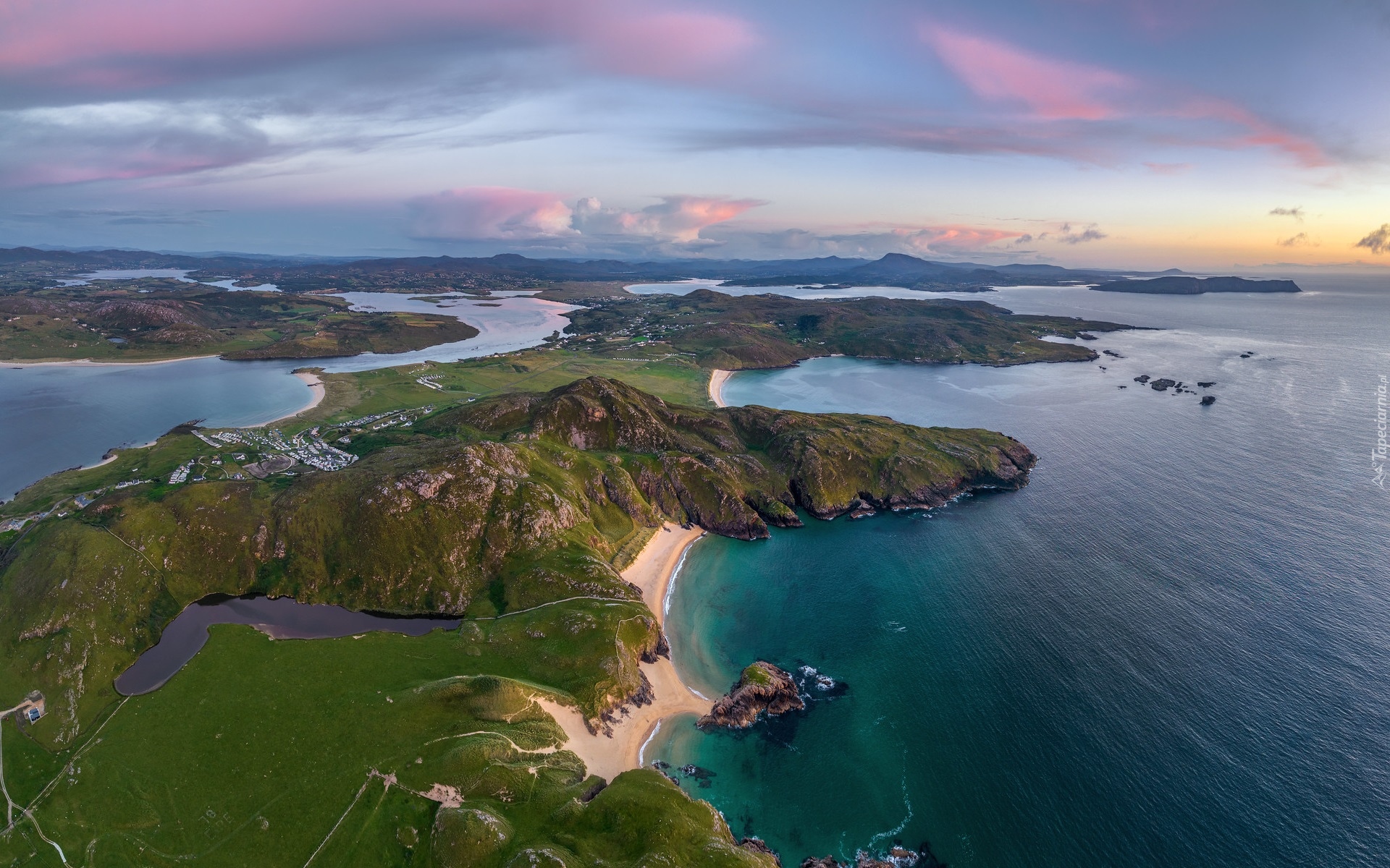 Wybrzeże, Morze, Plaża, Boyeeghter Bay, Chmury, Hrabstwo Donegal, Irlandia