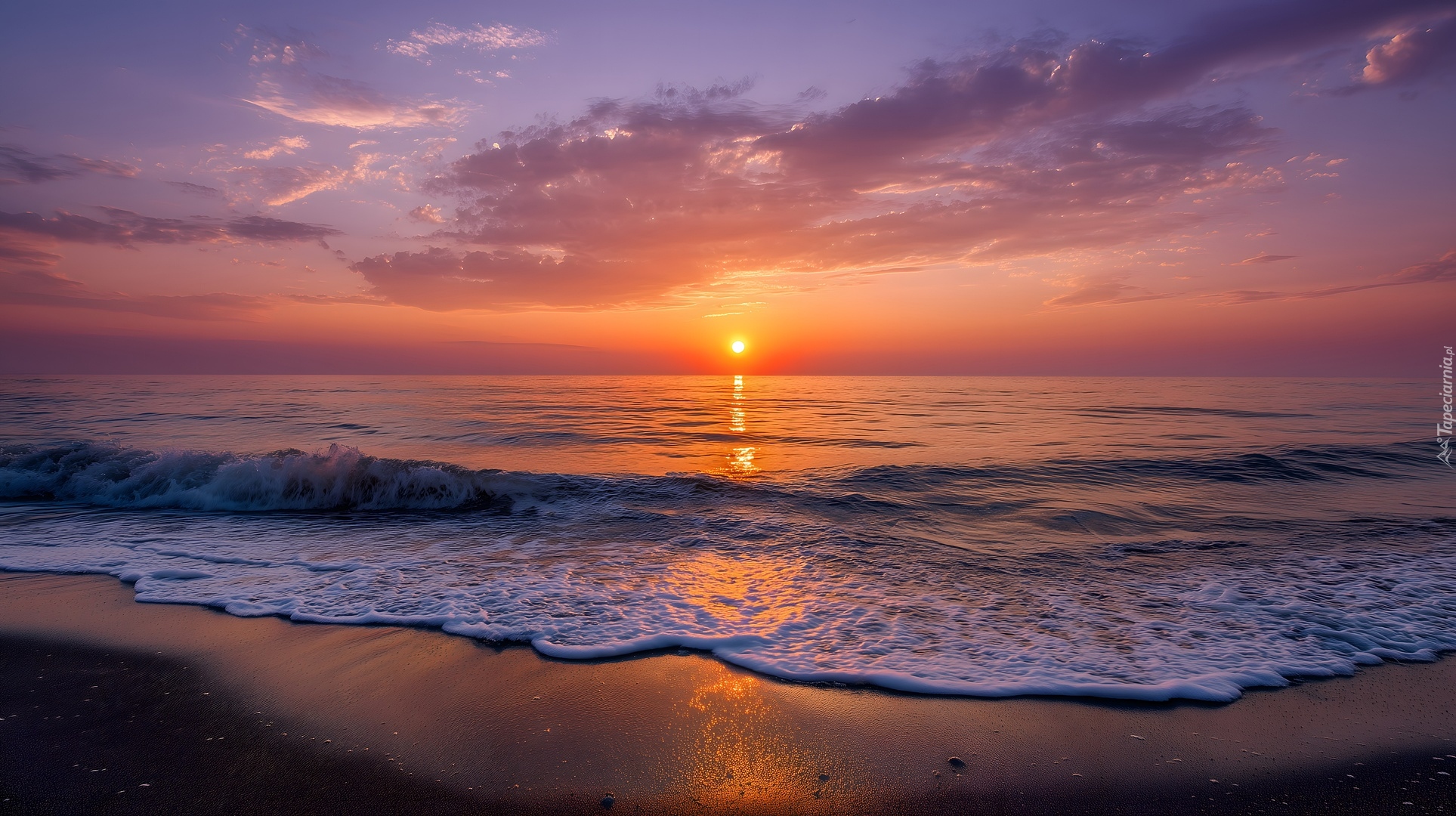 Morze, Niebo, Zachód słońca, Grafika AI