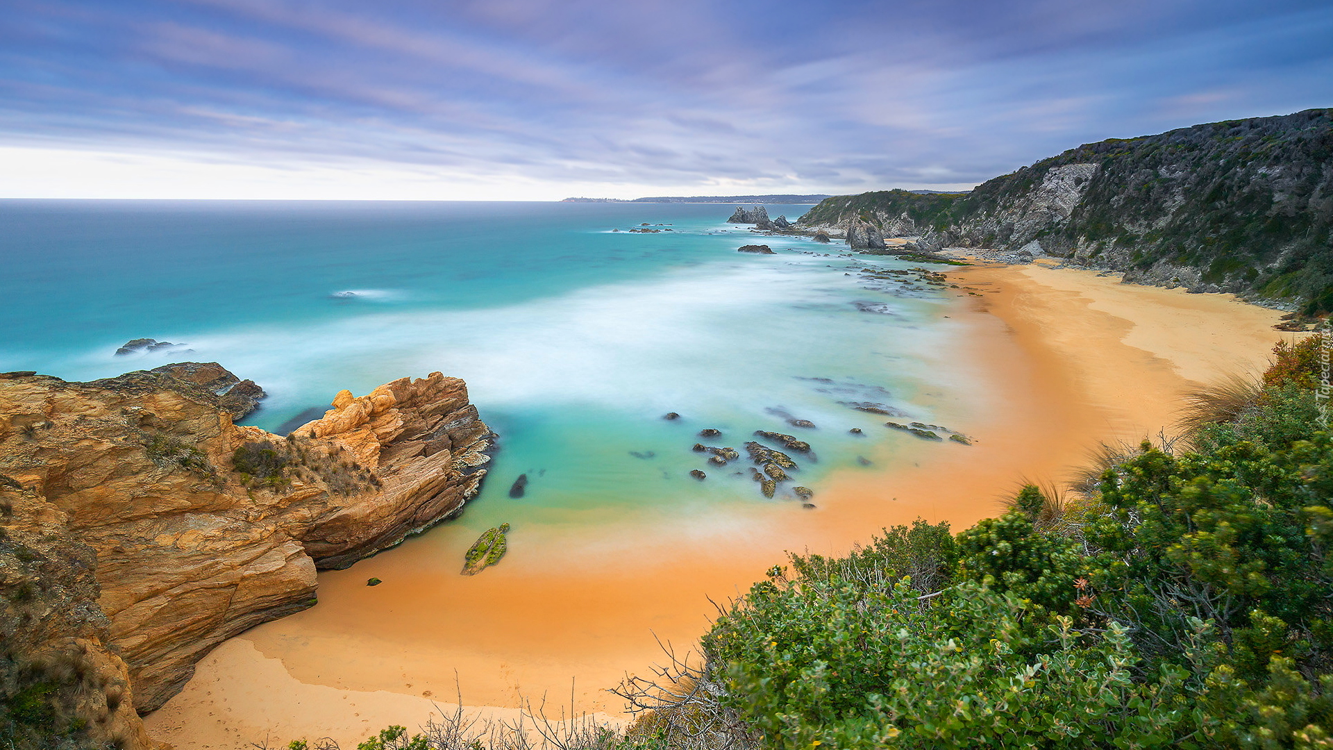 Wybrzeże Sapphire, Morze, Plaża, Skały, Nowa Południowa Walia, Australia