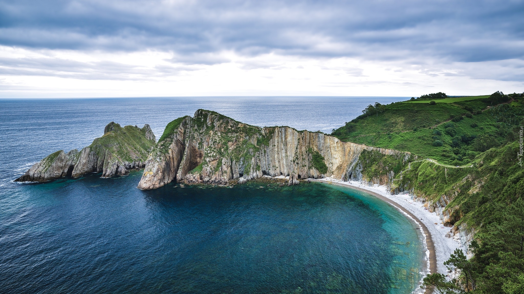 Morze, Skały, Klif, Plaża, Playa Del Silencio, Asturia, Hiszpania