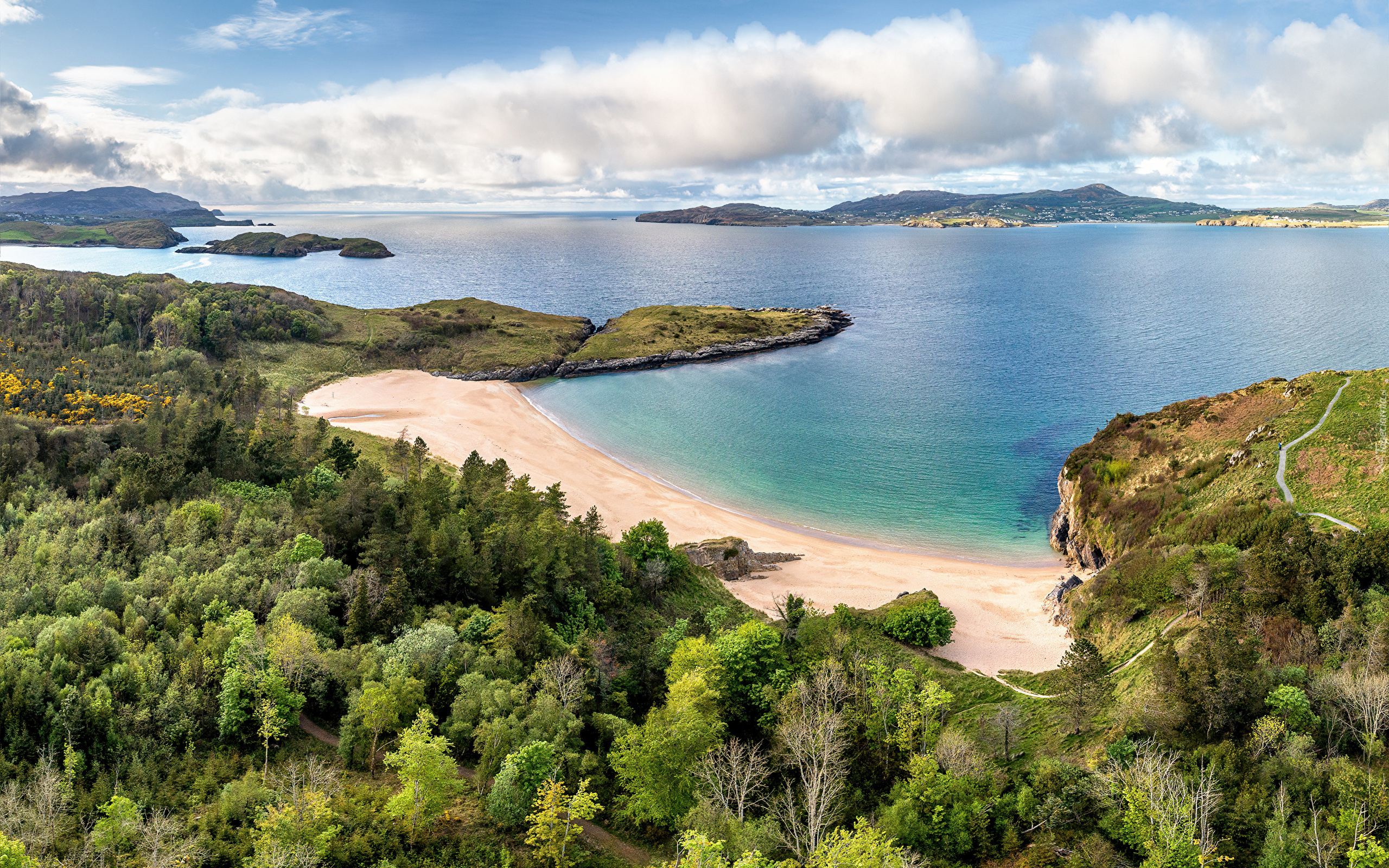 Morze, Wybrzeże, Zatoka, Sheephaven Bay, Plaża, Hrabstwo Donegal, Irlandia