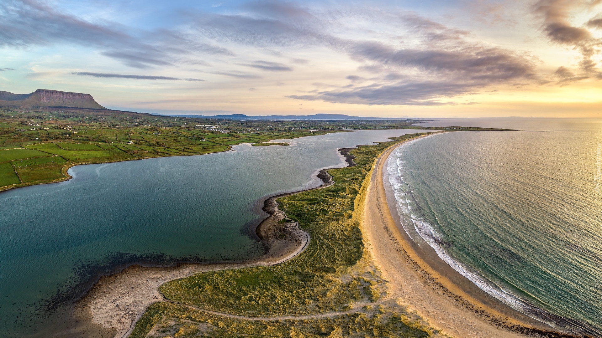 Irlandia, Hrabstwo Sligo, Grange, Morze, Wybrzeże, Plaża Streedagh Beach