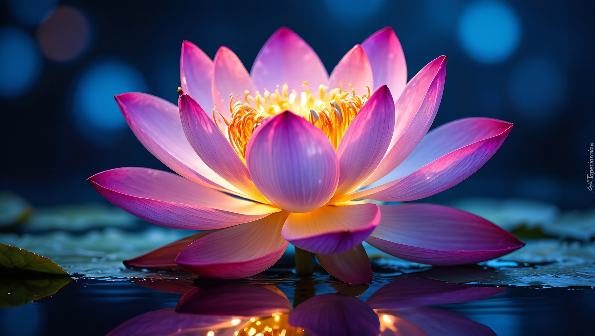 Lotos, Podświetlony, Kwiat, Grafika AI