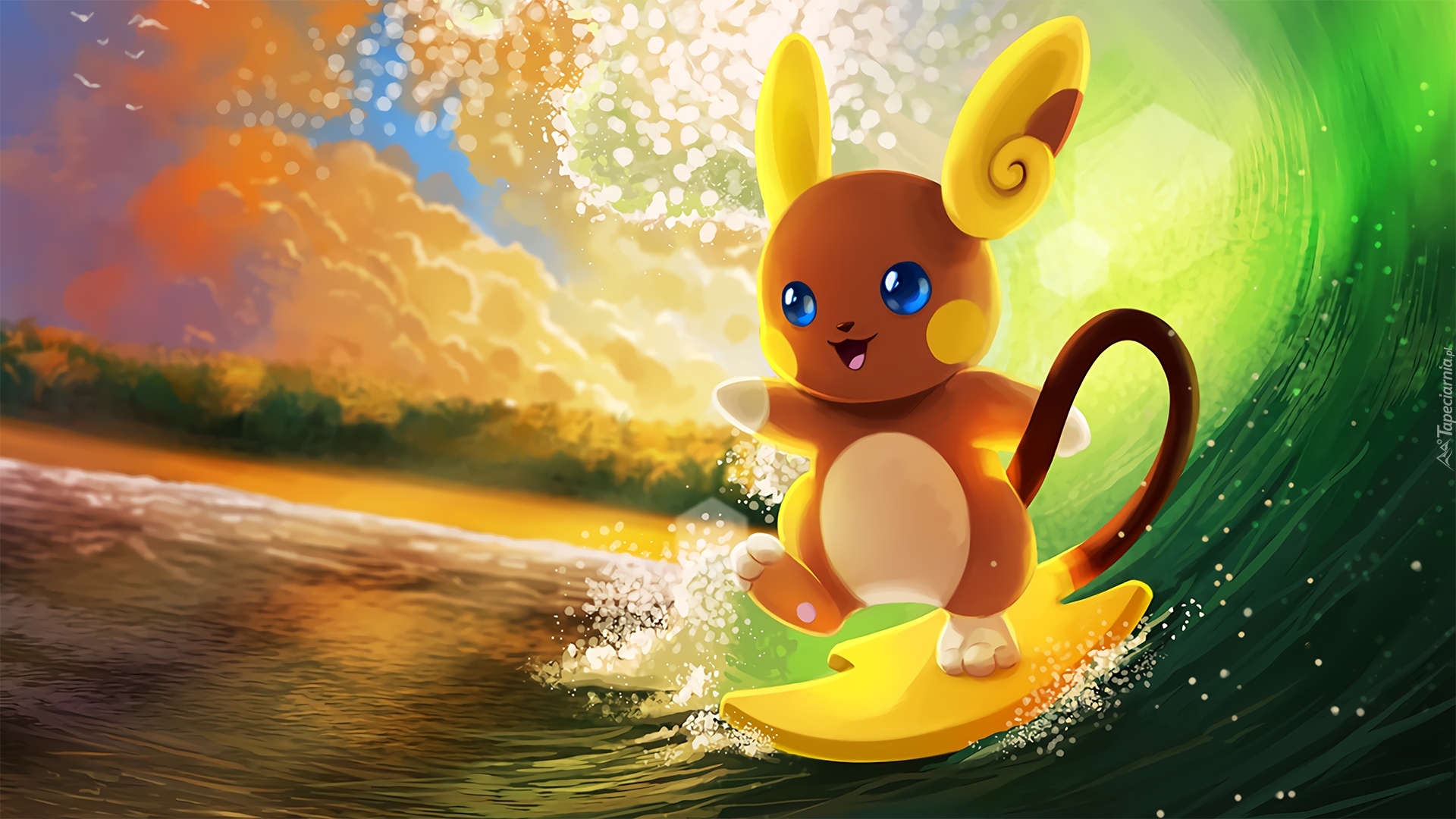 Pokemon, Deska, Fale, Morze