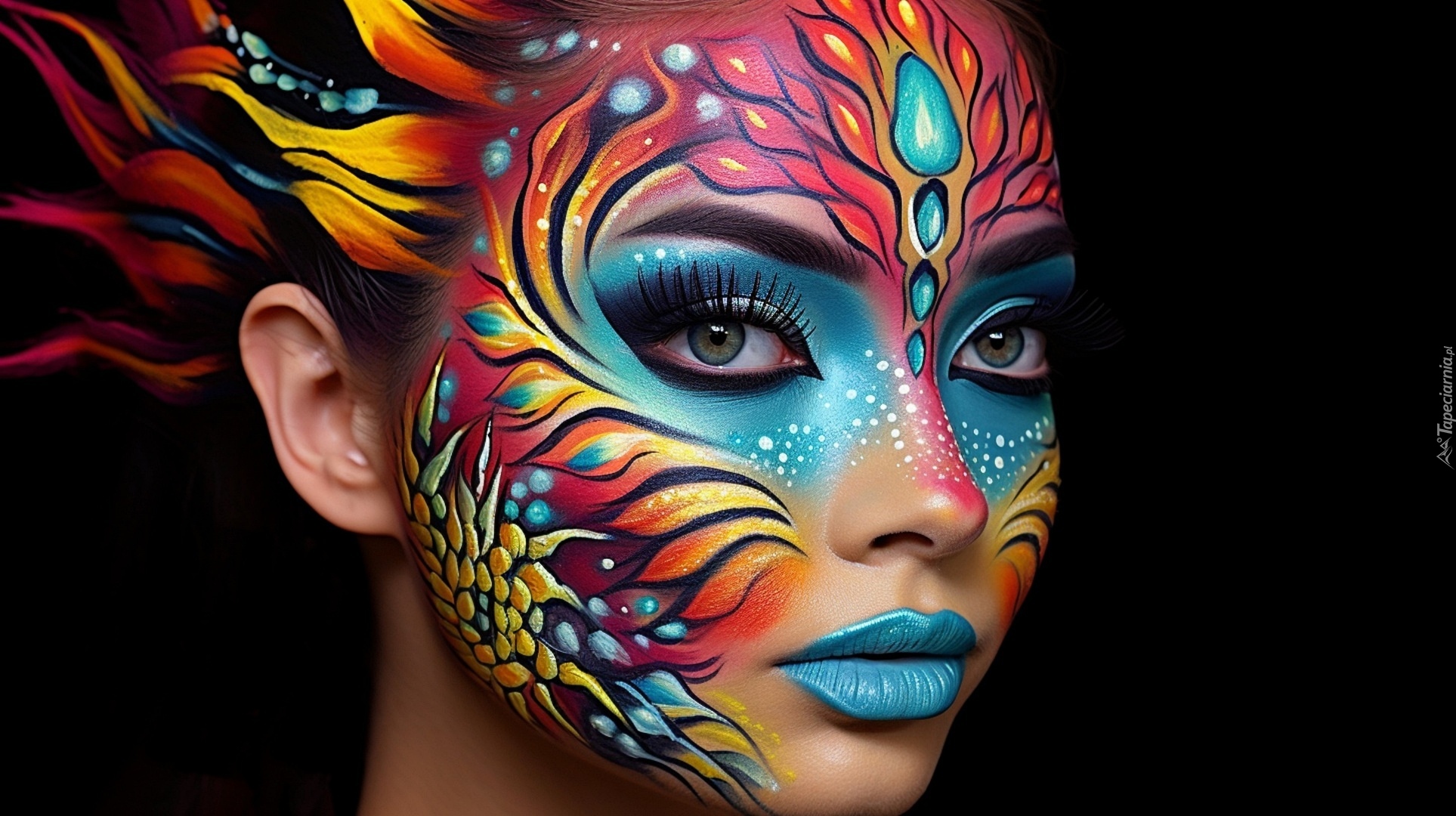 Bodypainting, Kobieta, Twarz, Grafika AI