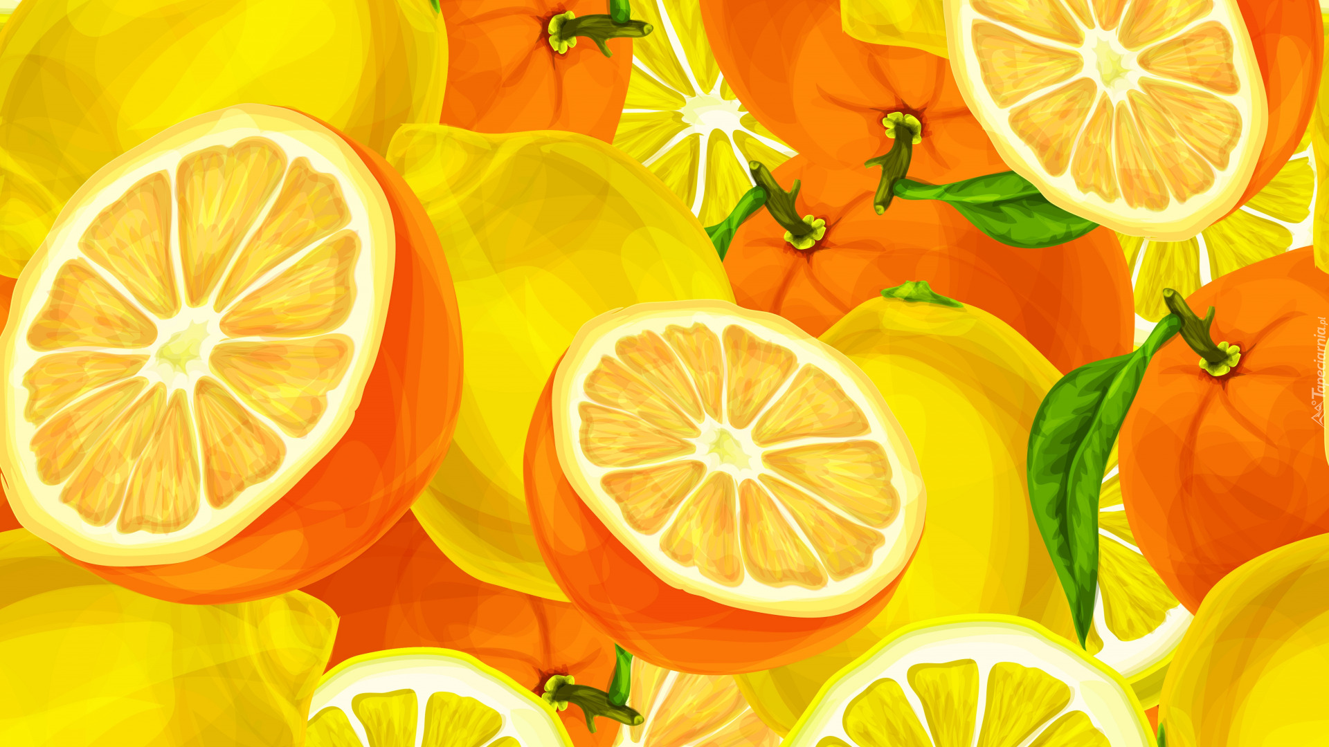 Owoce, Cytrusy, Pomarańcze, Cytryny, 2D