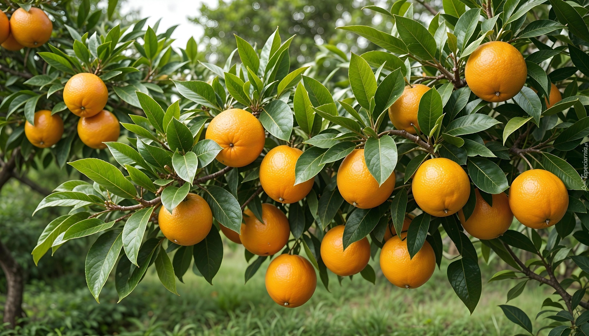 Pomarańcze, Liście, Gałęzie, AI