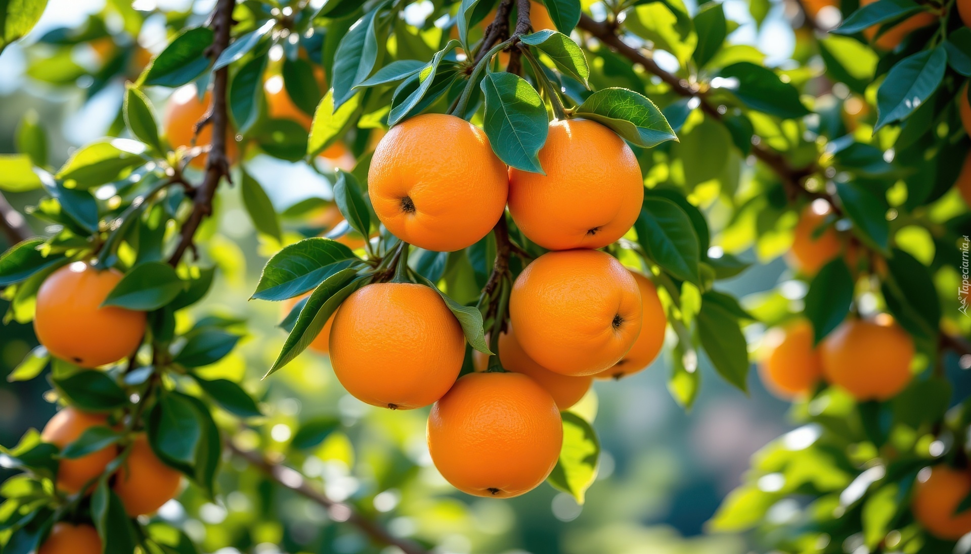 Pomarańcze, Gałąź, Liście, Grafika AI