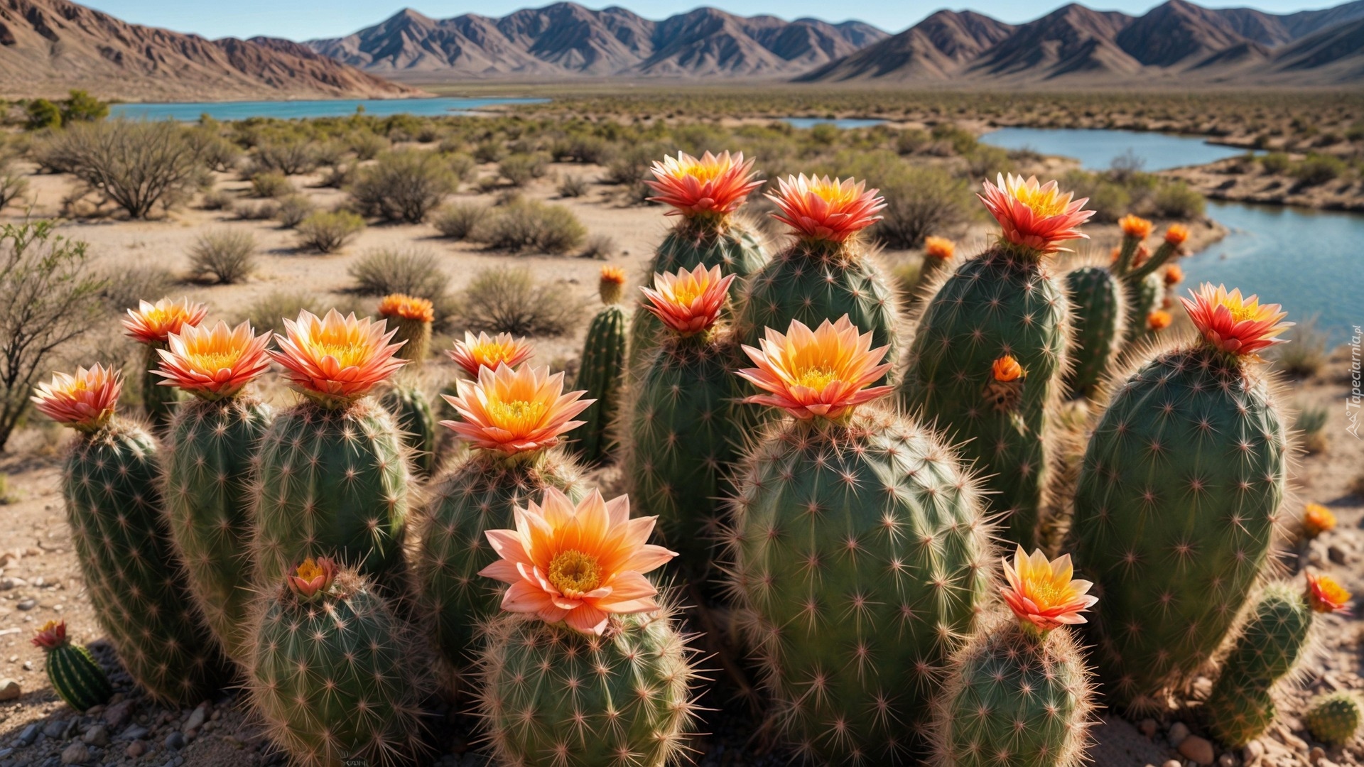 Kaktusy, Pomarańczowe, Kwiaty