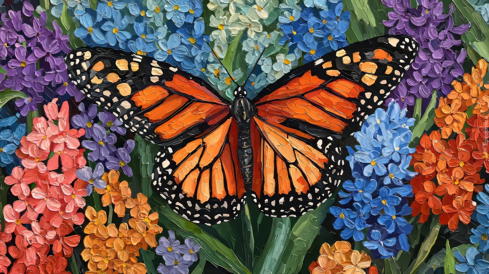 Pomarańczowy, Motyl, Kolorowe, Kwiaty