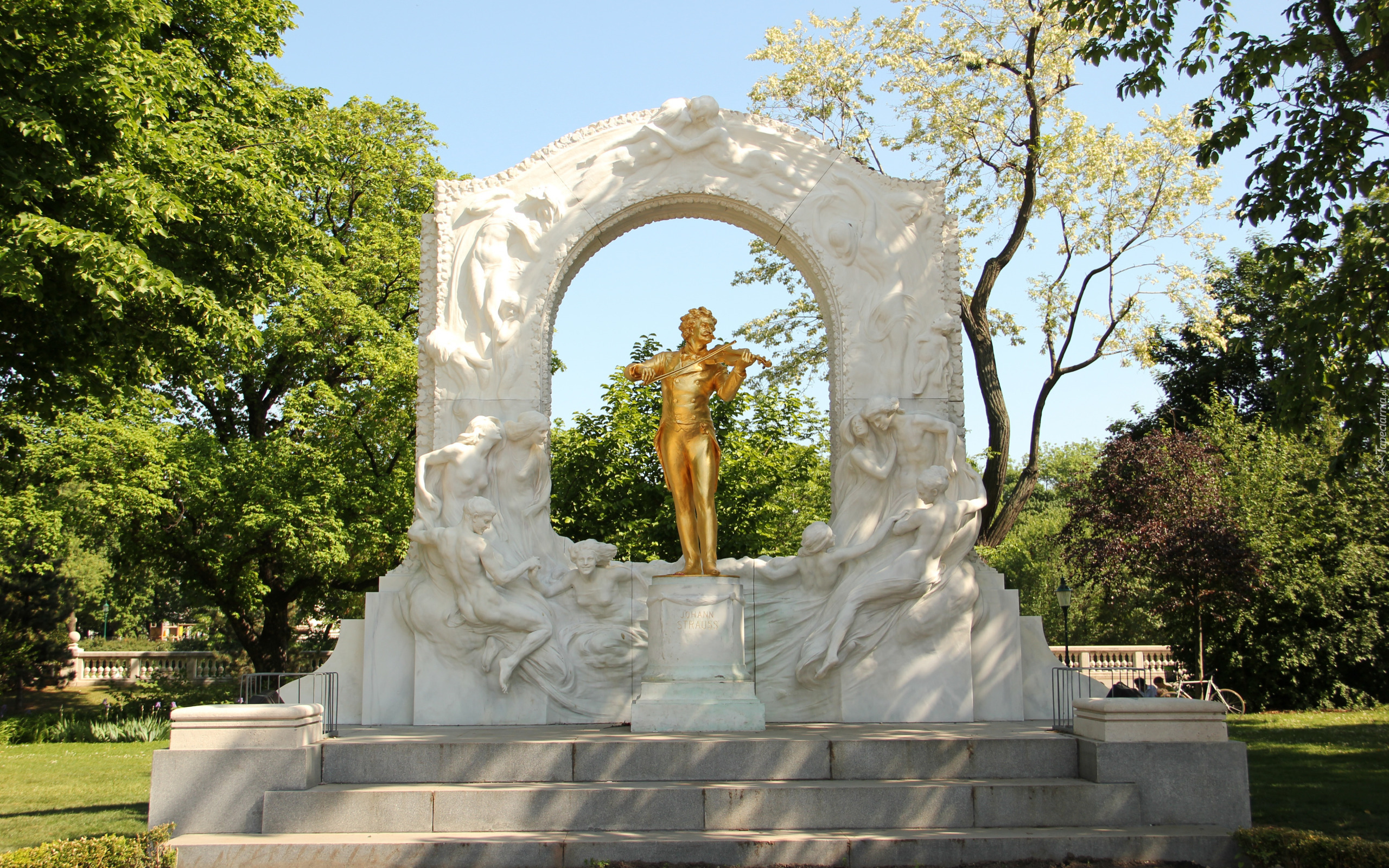 Austria, Wiedeń, Park miejski, Stadtpark, Pomnik, Rzeźba, Johann Strauss syn