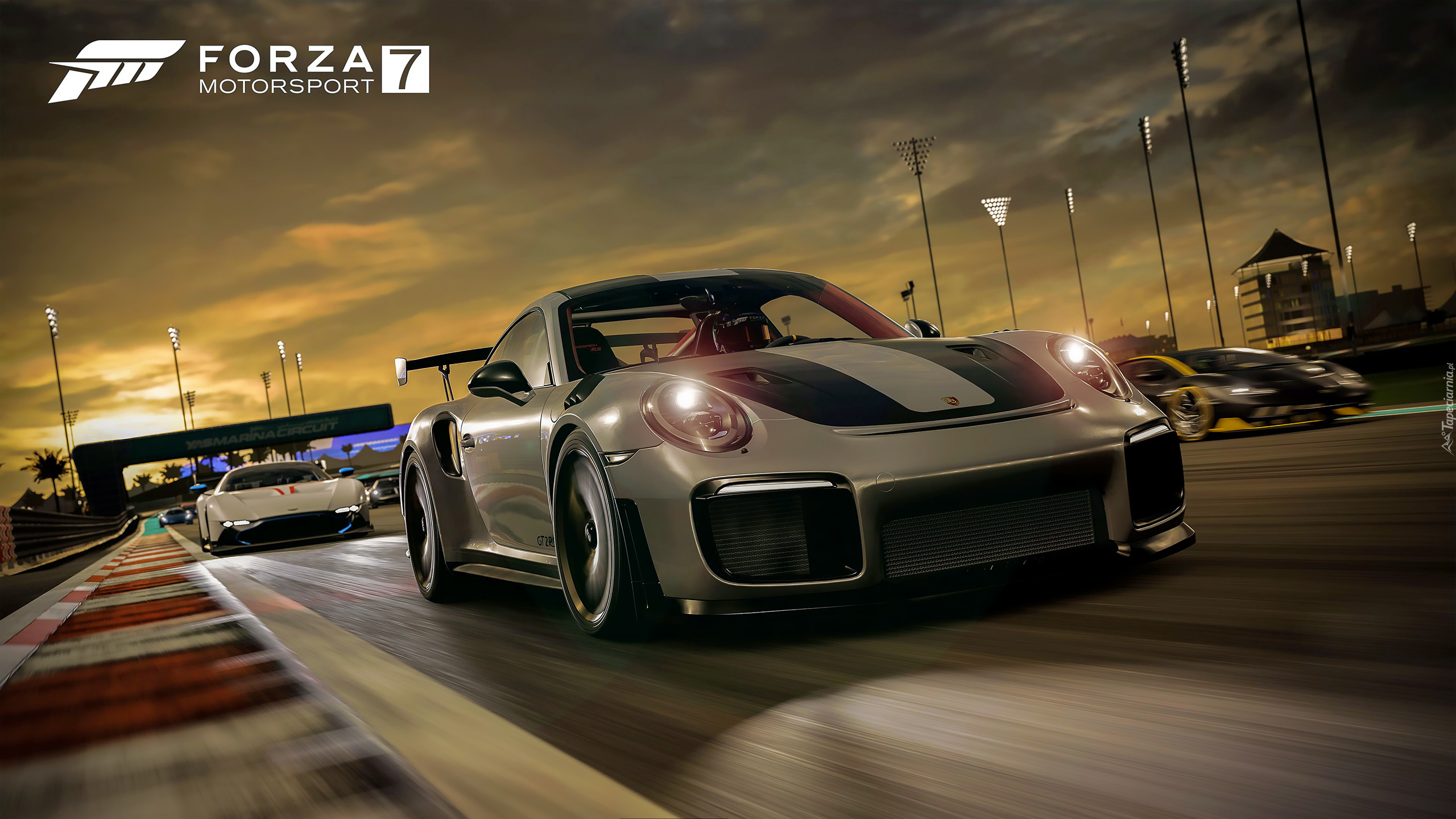 Gra, Forza Motorsport 7, Porsche 911 GT2 RS, Tor, Wyścig, Noc, Plakat