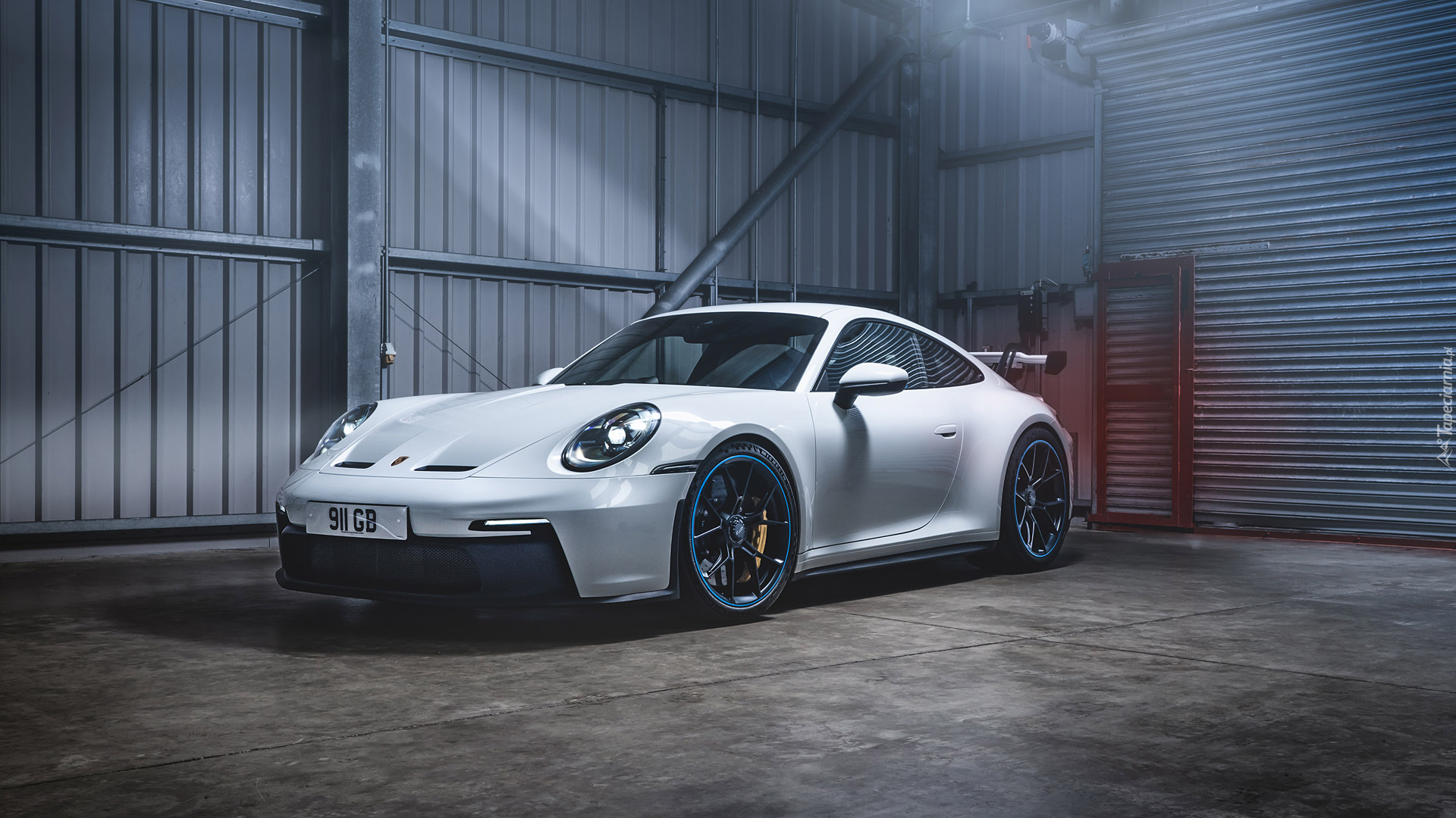 Białe, Porsche 911 GT3, Przód, Garaż