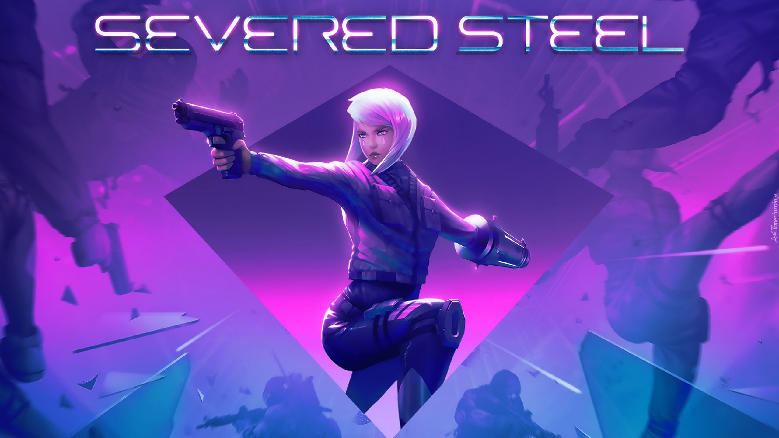 Gry, PC, XBOX, PS4, Severed Steel, Postać, Broń, Napis, Plakat